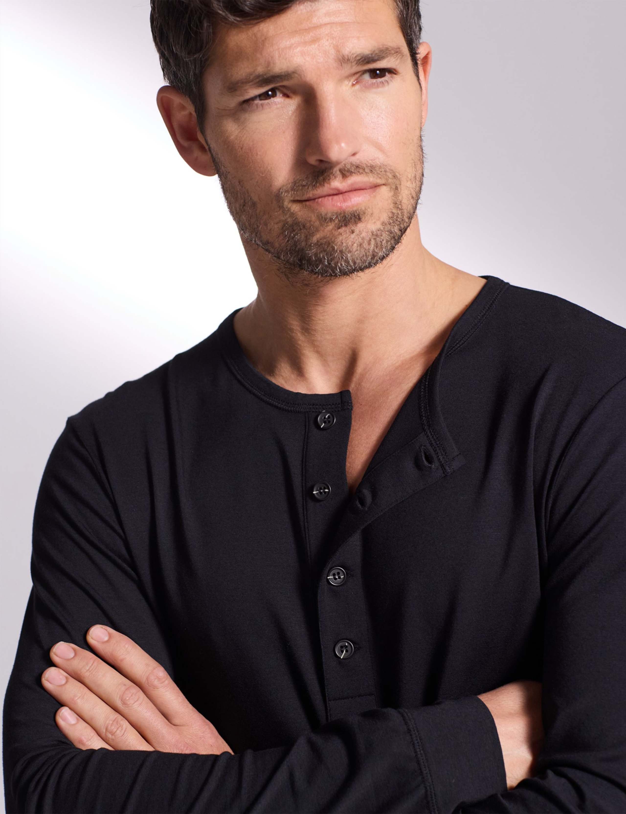 Premium Cotton Modal Long Sleeve Henley Pyjama Top 5 of 5