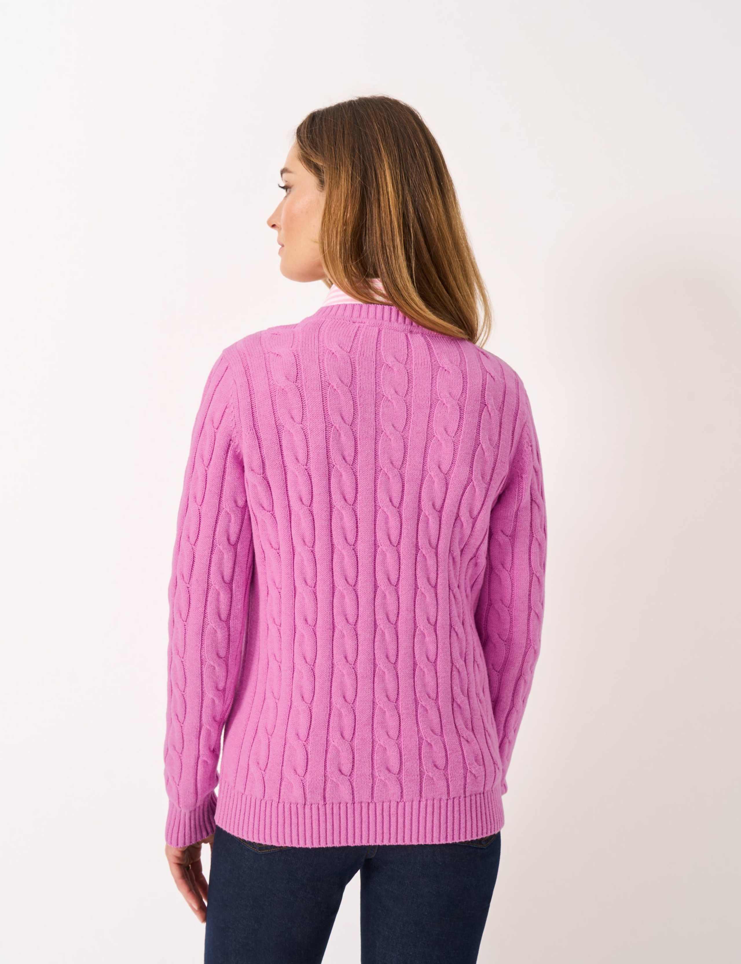 Cotton Rich Cable Knit Crew Neck Jumper 3 of 5