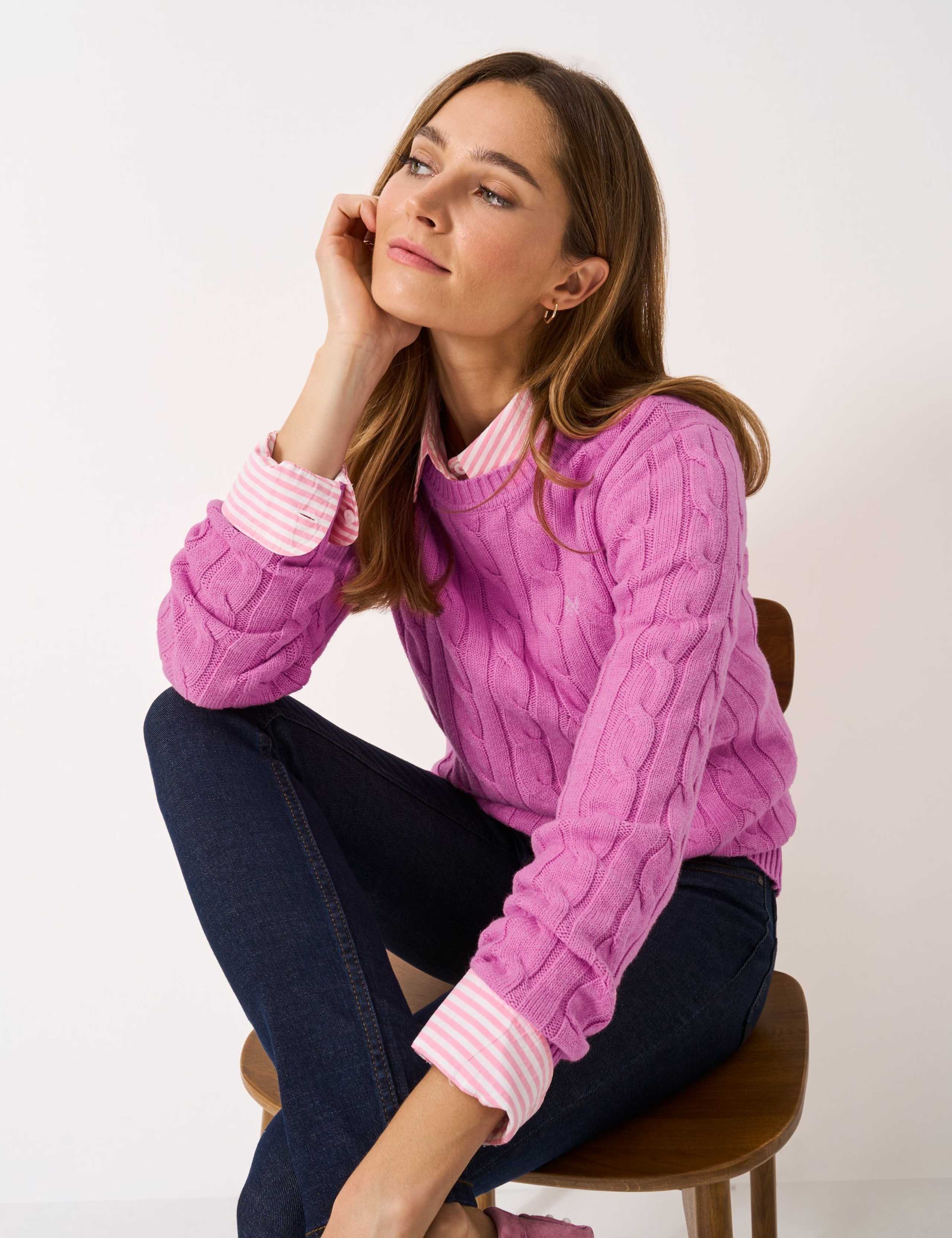 Cotton Rich Cable Knit Crew Neck Jumper 5 of 5