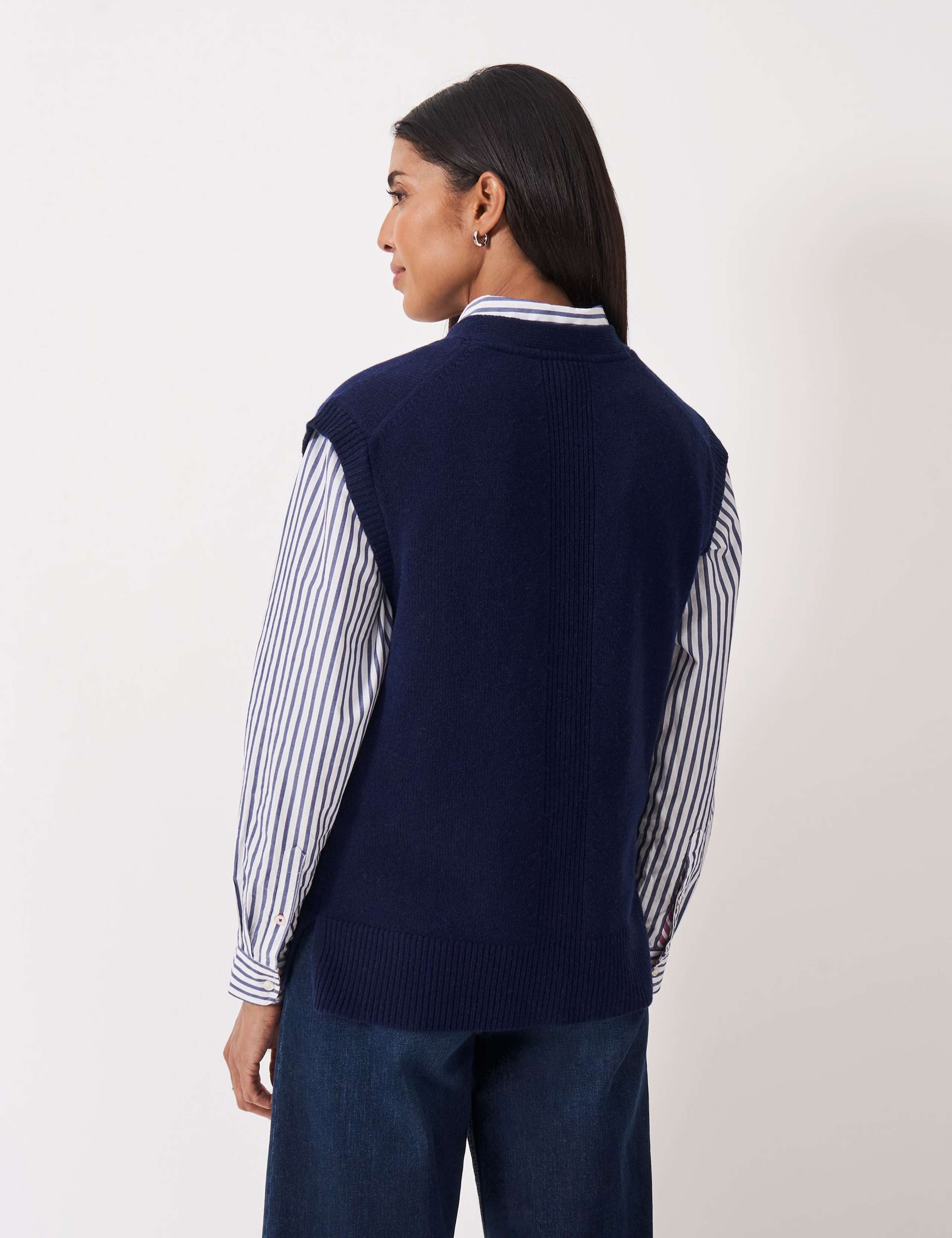 Merino Wool Rich Button Through Knitted Vest 4 of 5