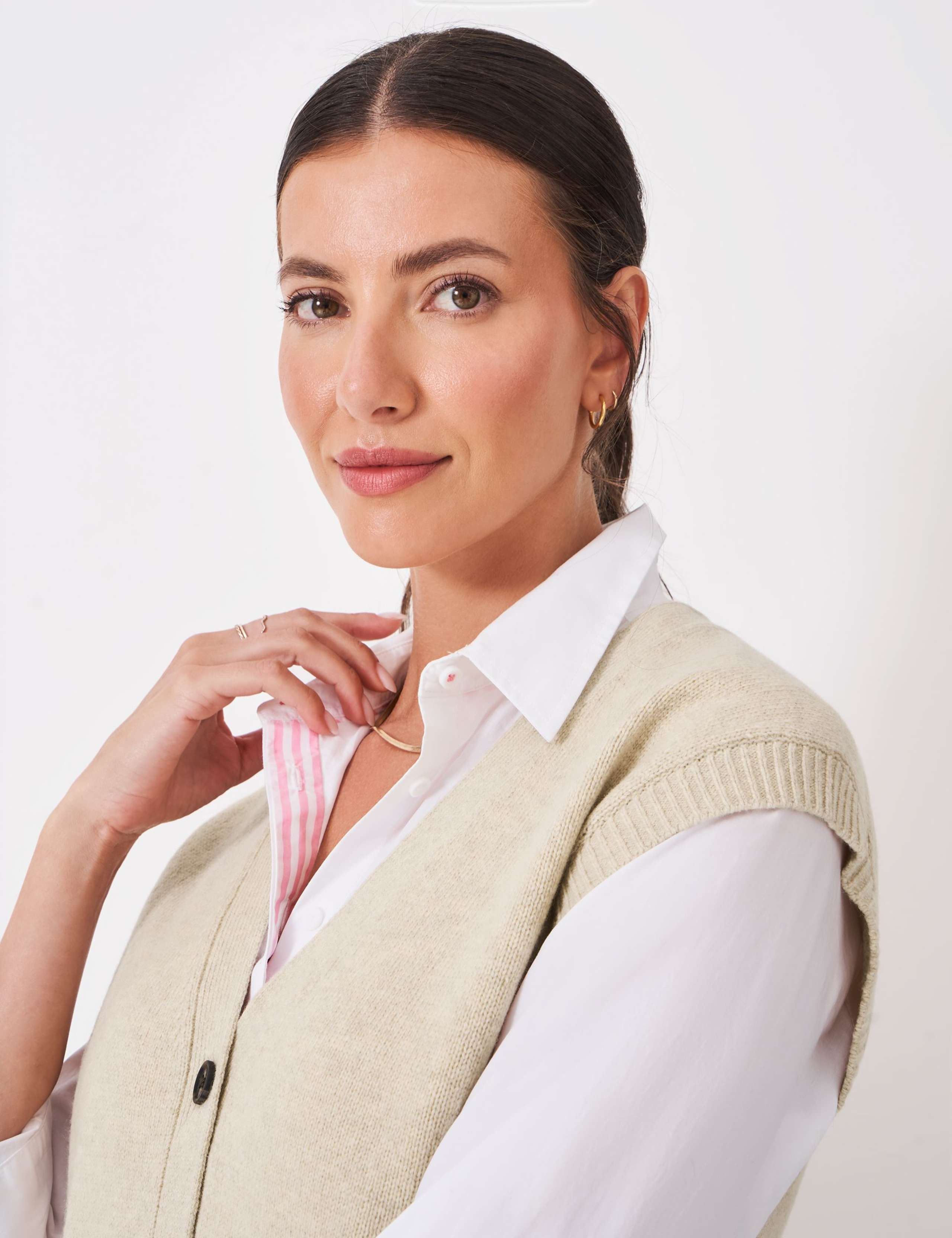 Merino Wool Rich Button Through Knitted Vest 5 of 5