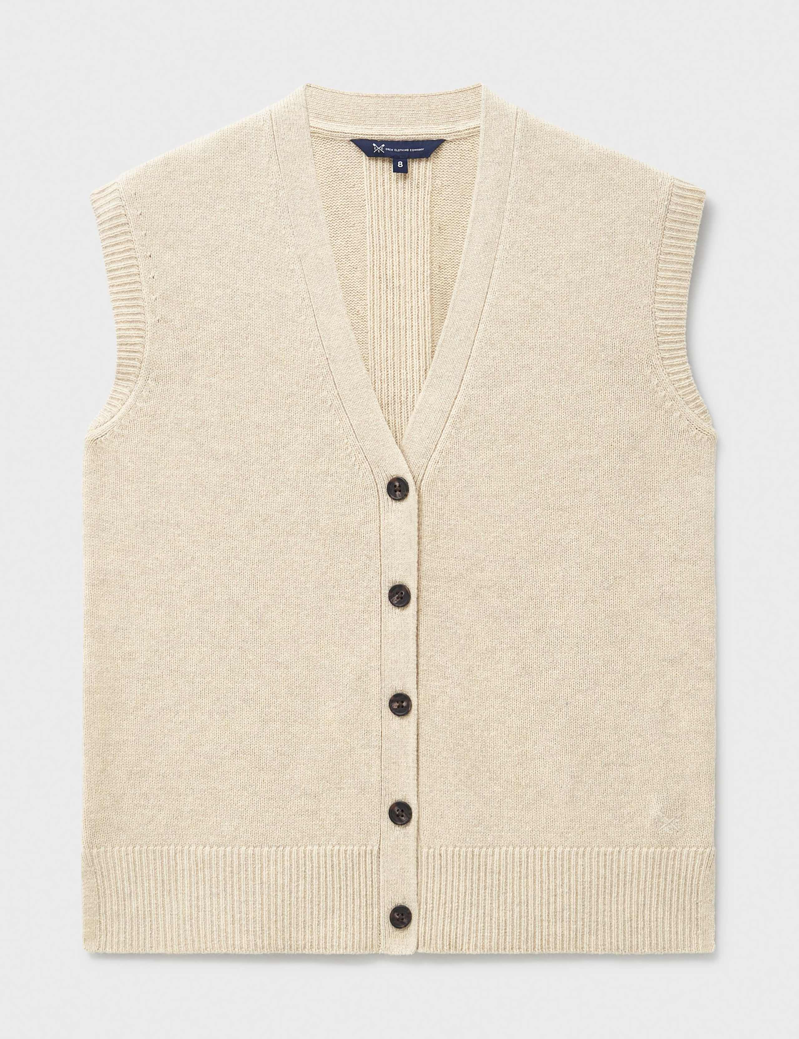 Merino Wool Rich Button Through Knitted Vest 2 of 5