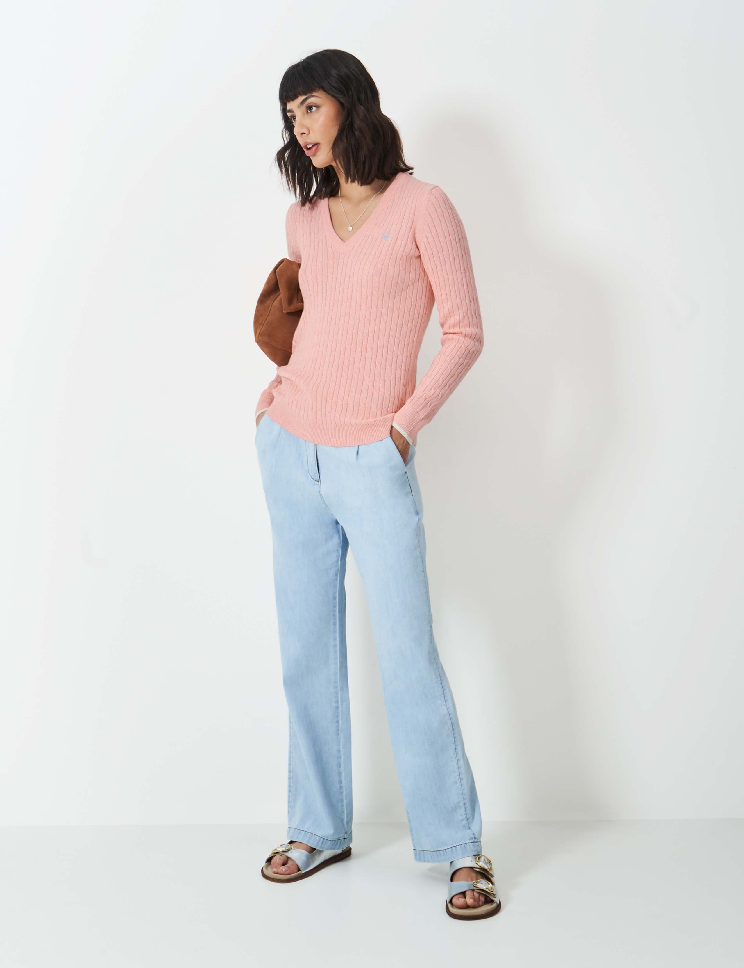Cotton Rich Cable Knit V-Neck Jumper 3 of 5