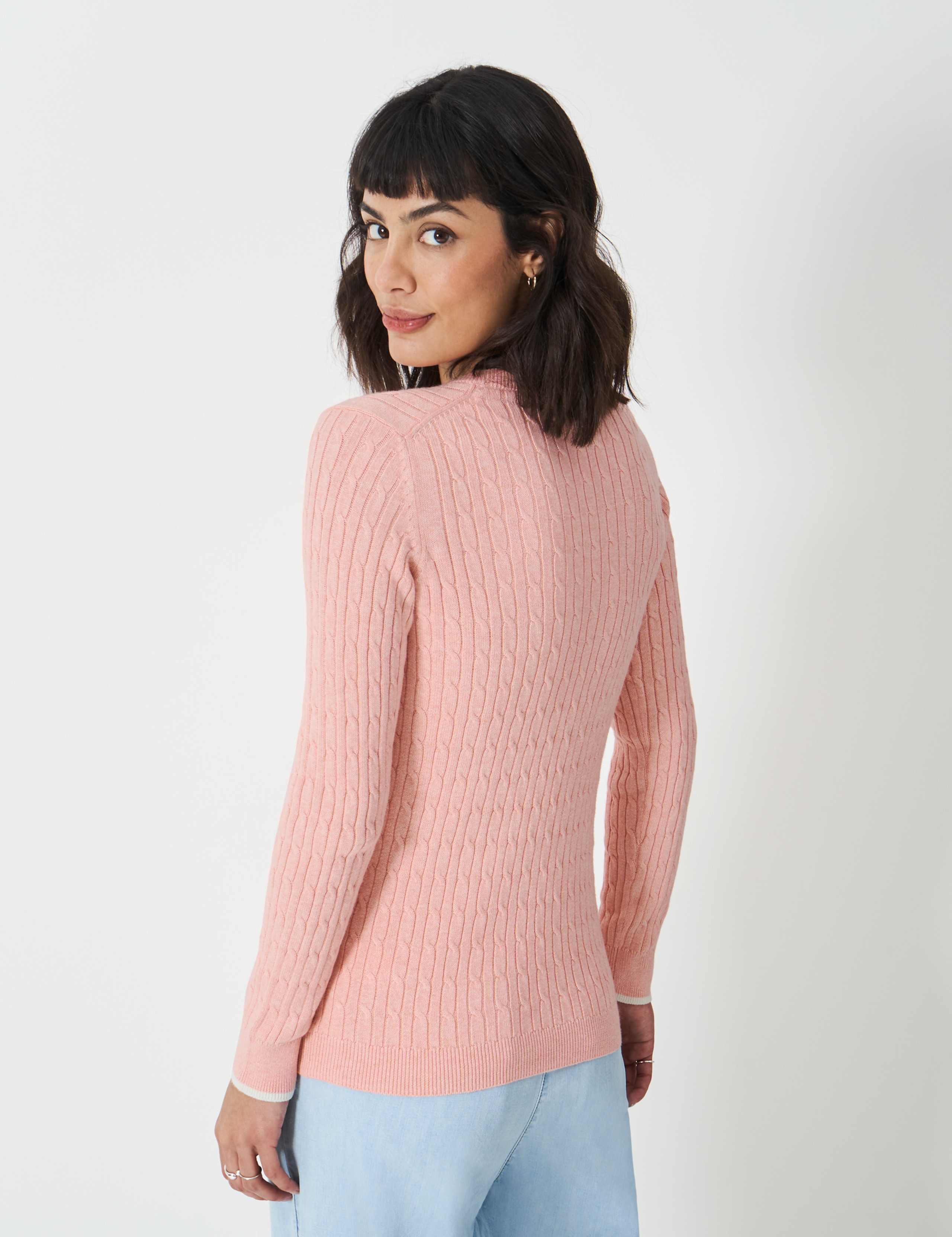 Cotton Rich Cable Knit V-Neck Jumper 4 of 5
