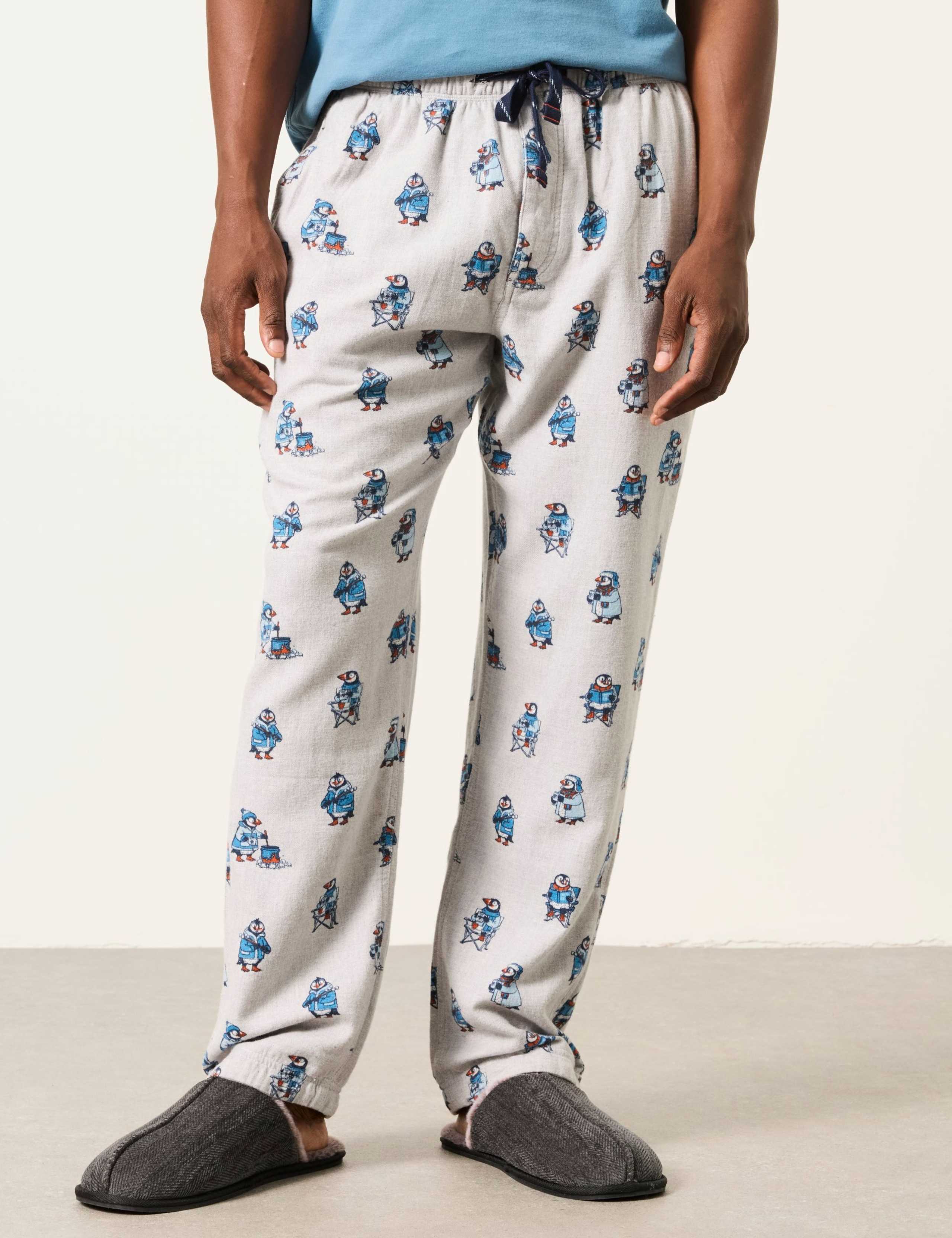 Pure Cotton Puffin Print Pyjama Bottoms 1 of 5