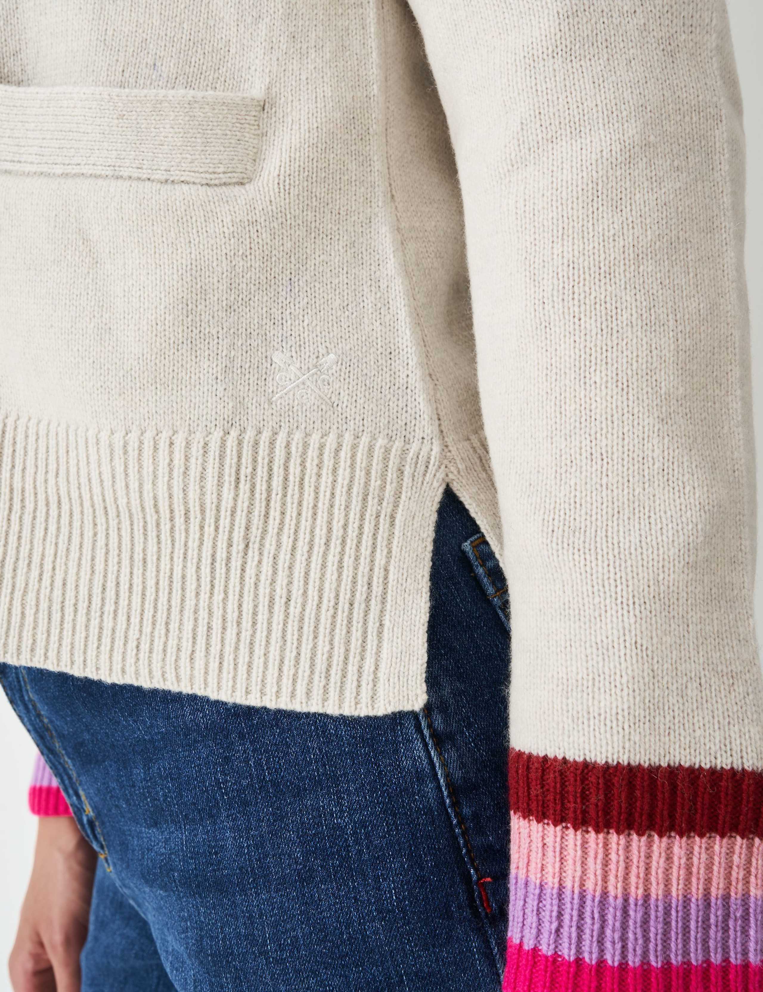 Merino Wool Rich Striped Detail Cardigan 5 of 5