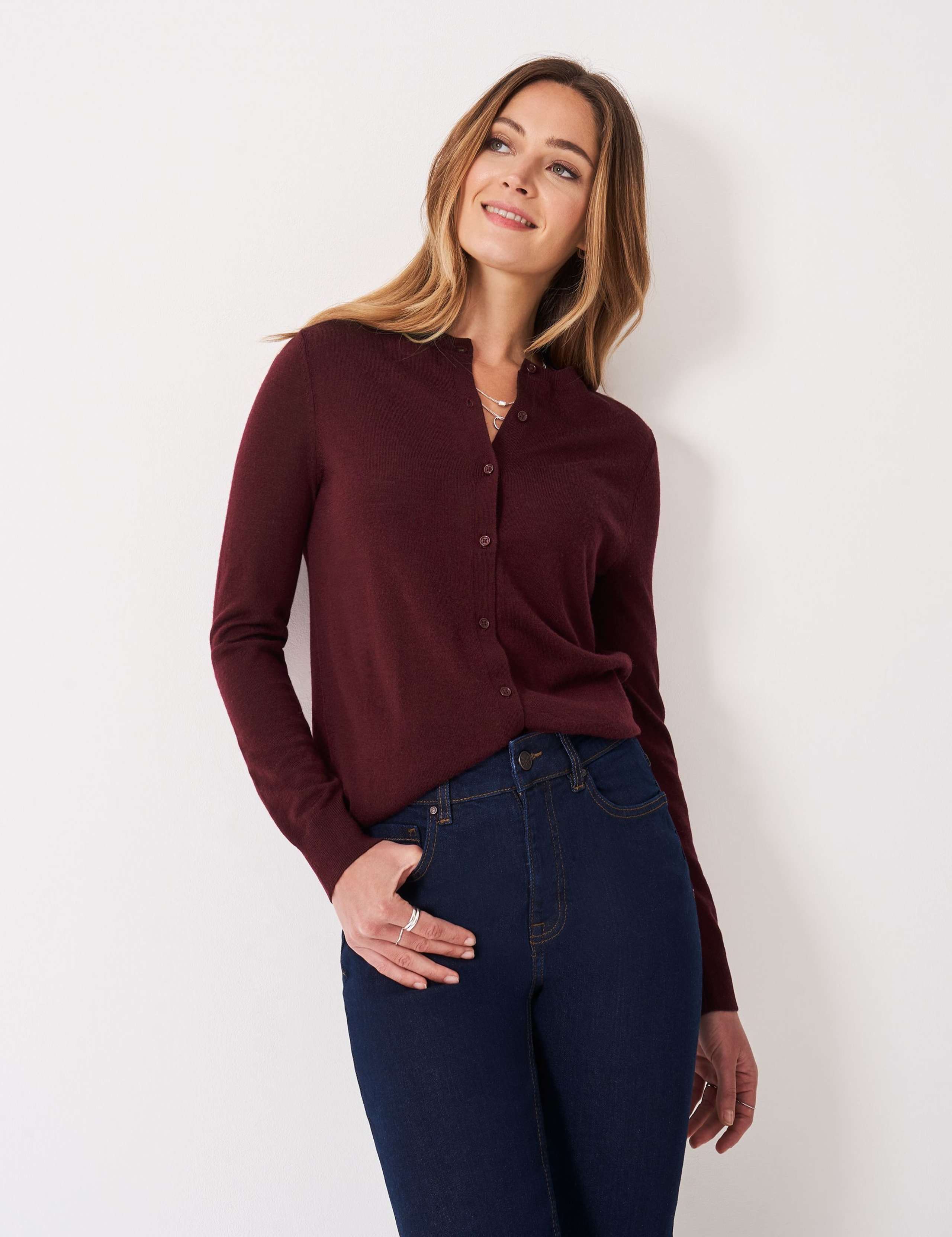 Pure Merino Wool Crew Knit Cardigan 3 of 5