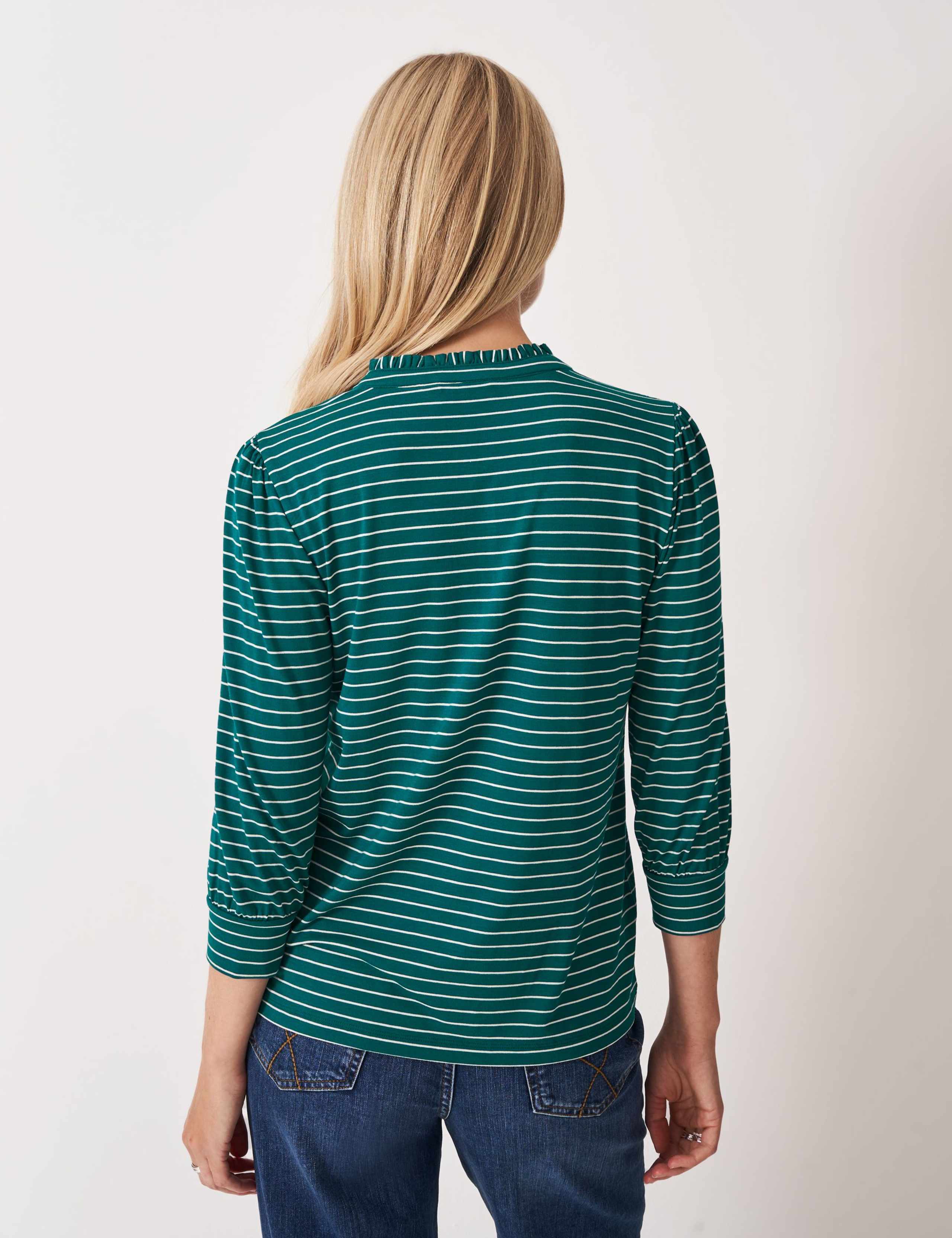 Jersey Striped Frill Neck Blouse 4 of 5