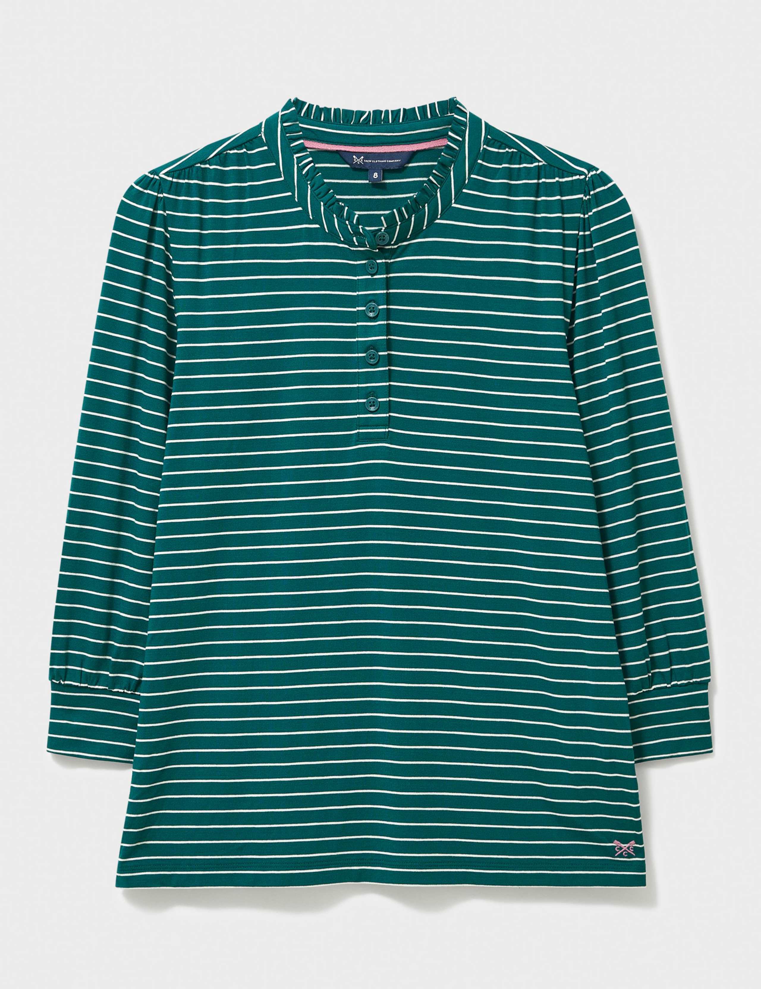 Jersey Striped Frill Neck Blouse 2 of 5