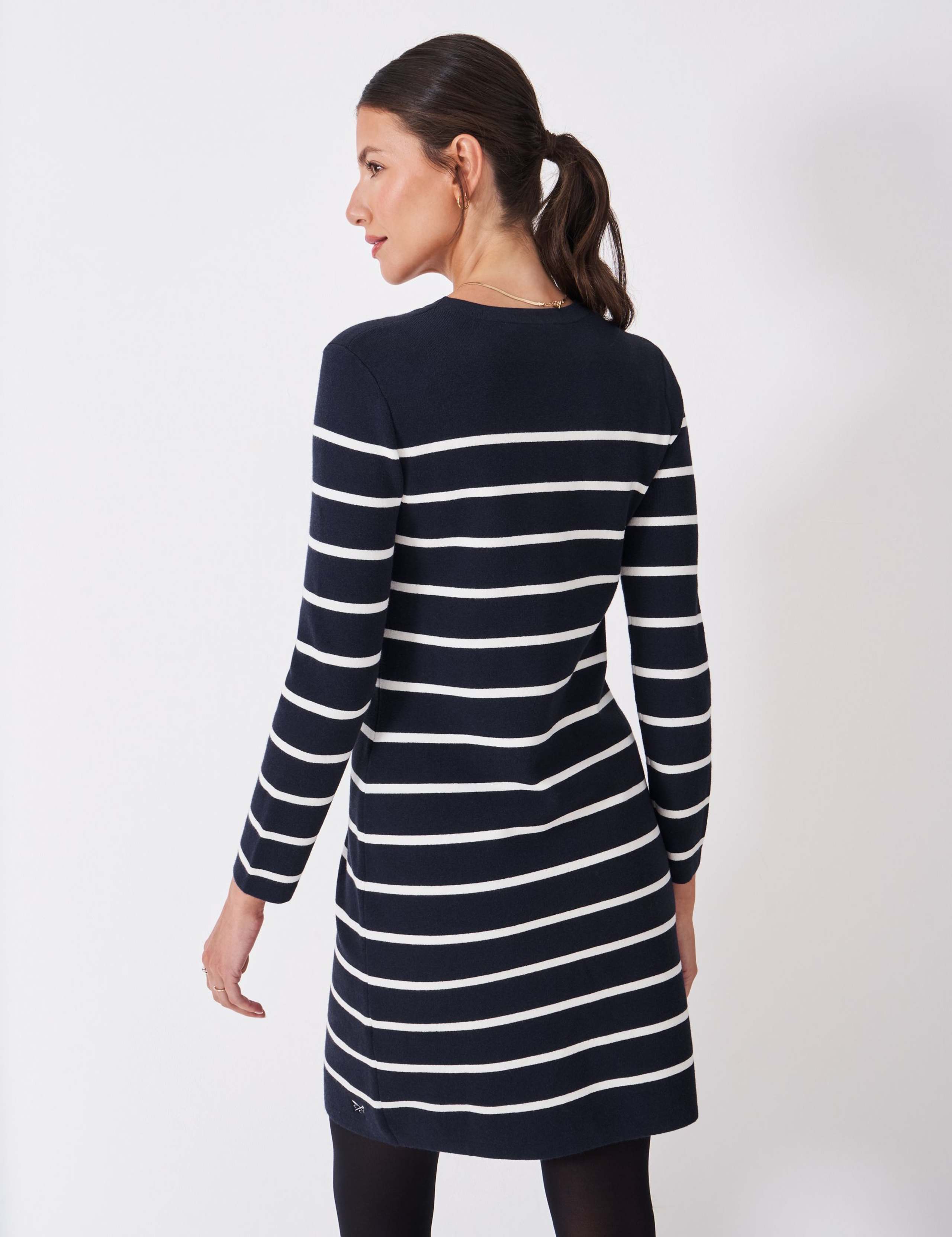 Cotton Blend Striped Mini Jumper Dress 3 of 5