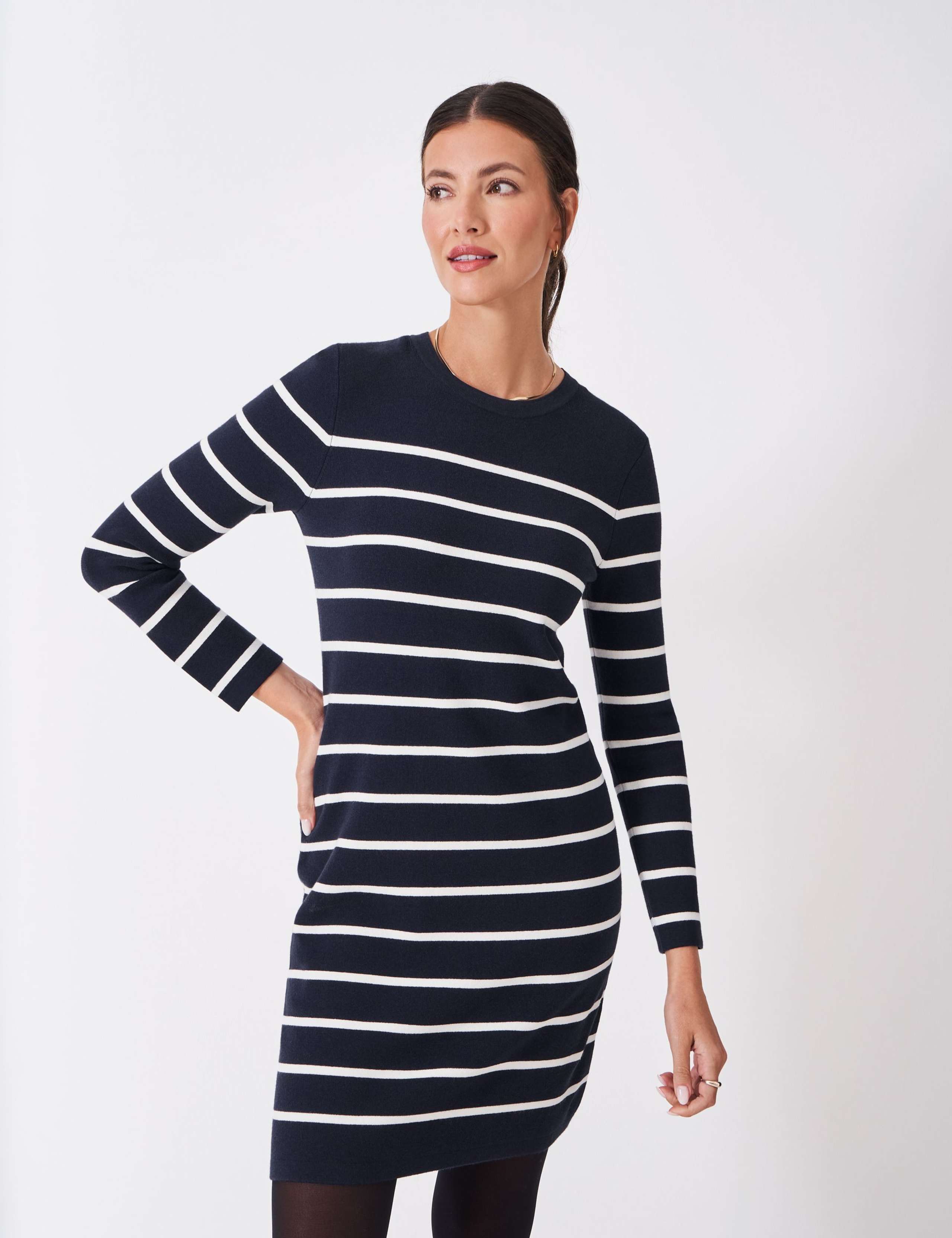 Cotton Blend Striped Mini Jumper Dress 5 of 5