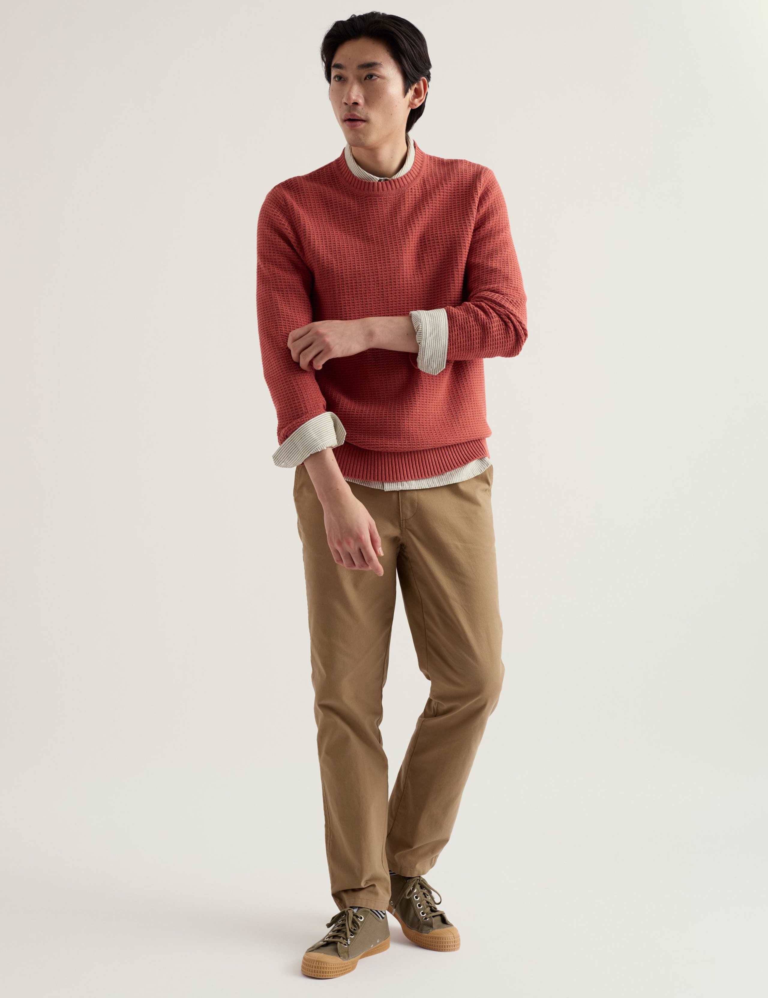 Pure Cotton Crew Neck Textured Jumper 1 of 5