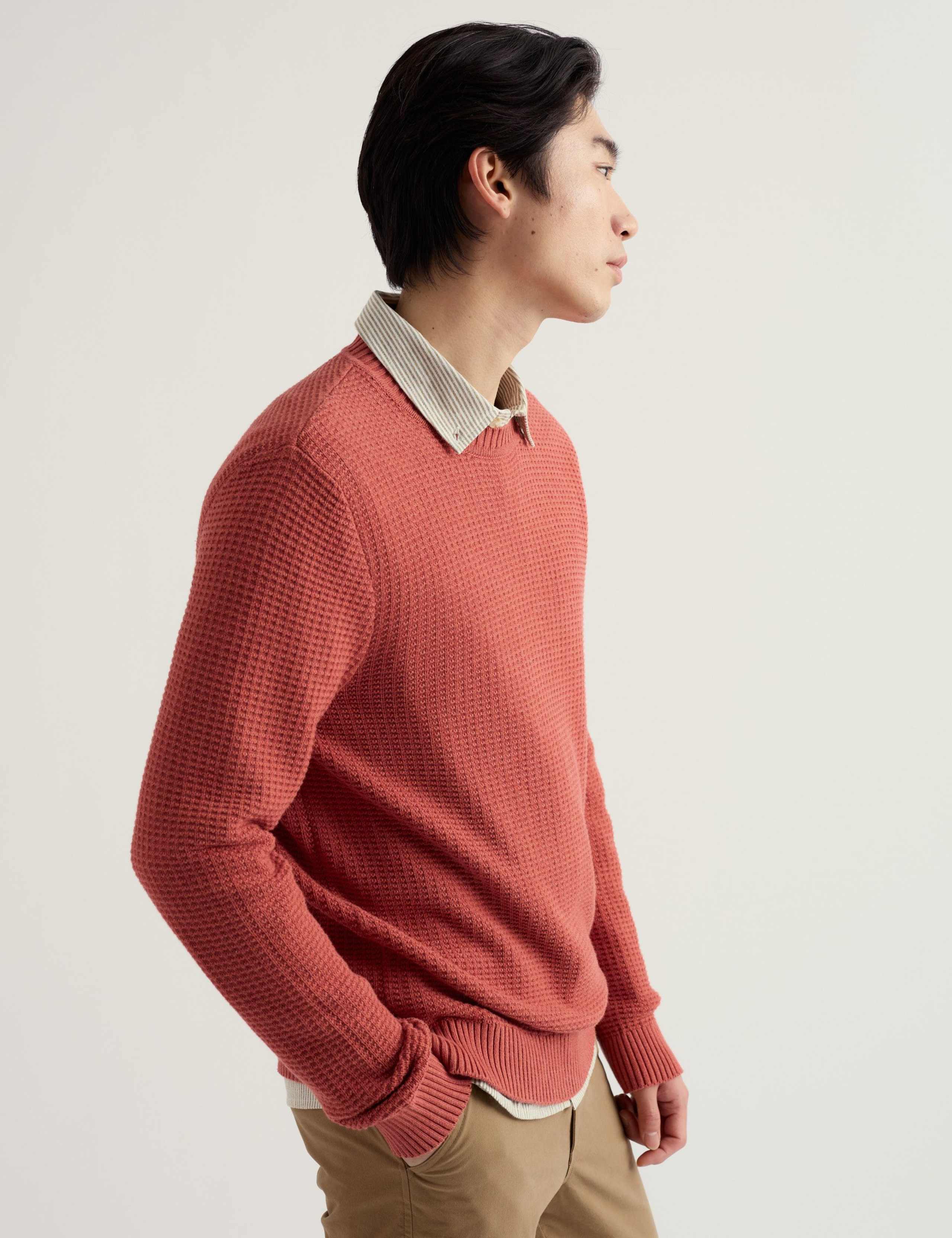 Pure Cotton Crew Neck Textured Jumper 4 of 5