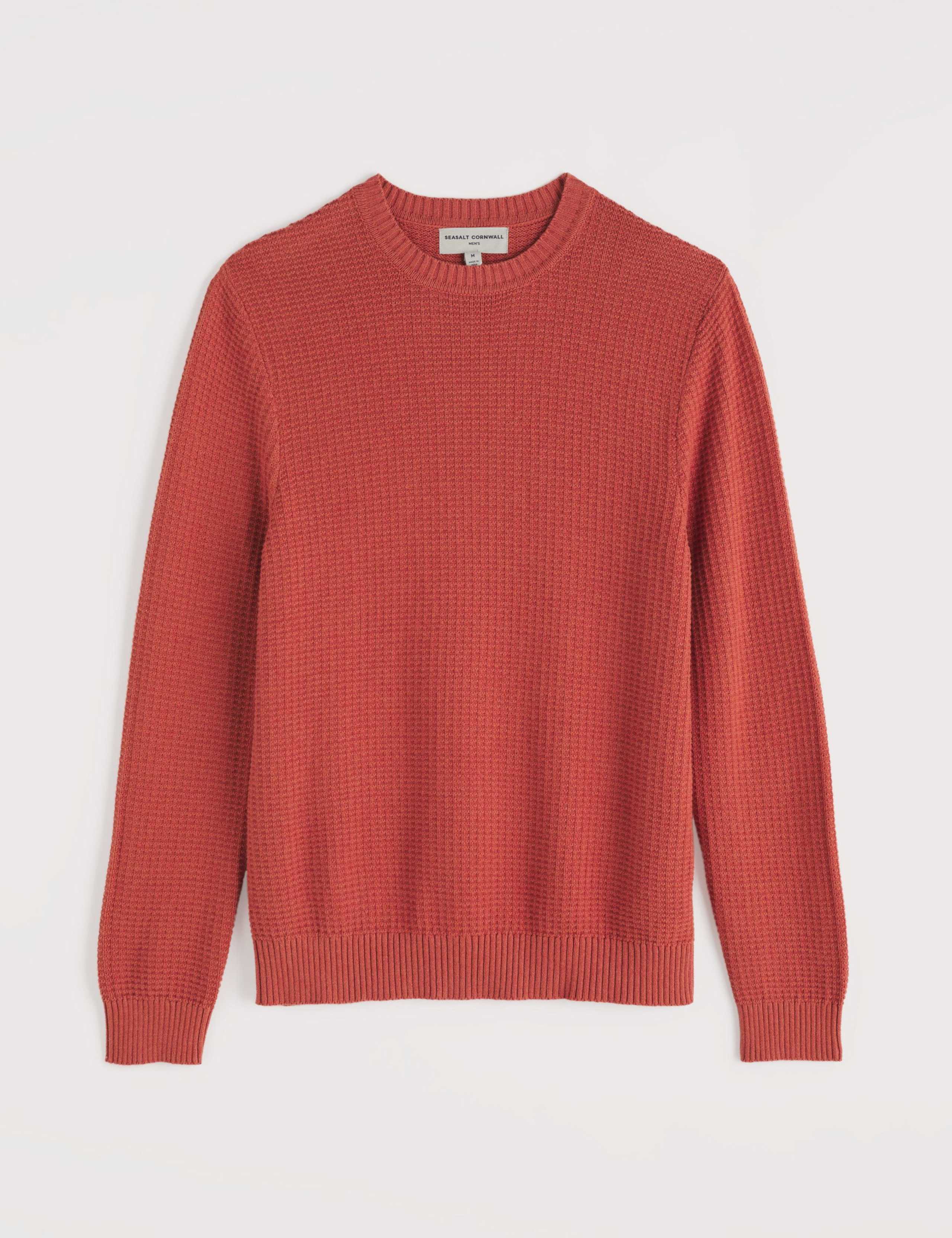 Pure Cotton Crew Neck Textured Jumper 2 of 5