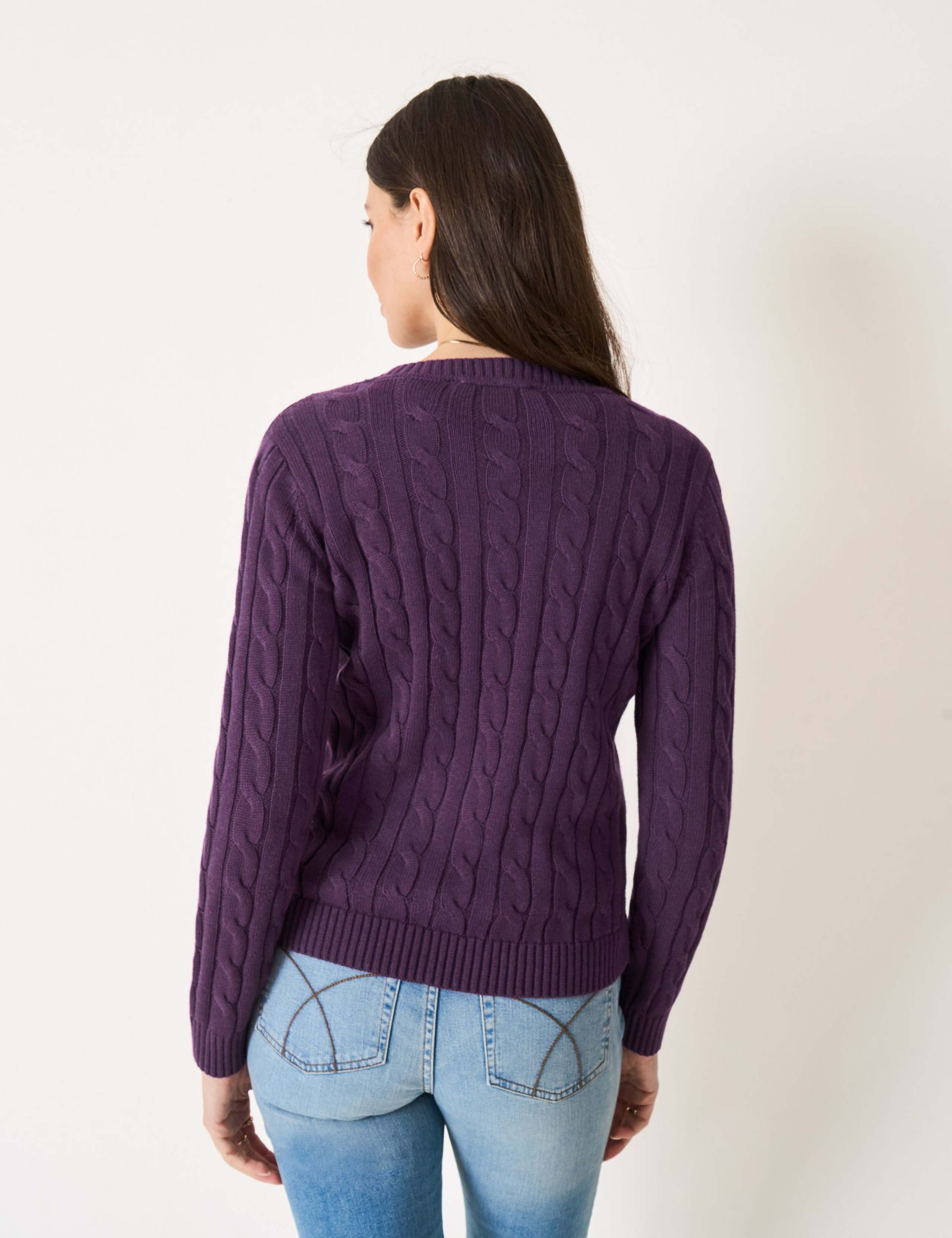 Cotton Rich Cable Knit Crew Neck Jumper 3 of 5