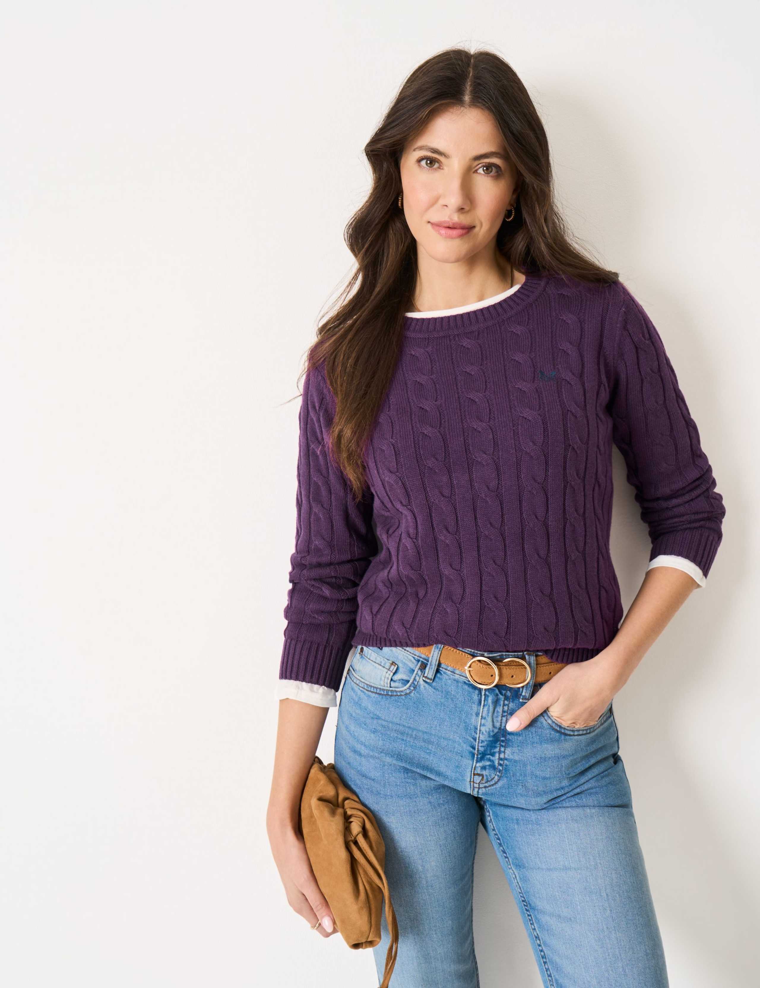 Cotton Rich Cable Knit Crew Neck Jumper 4 of 5