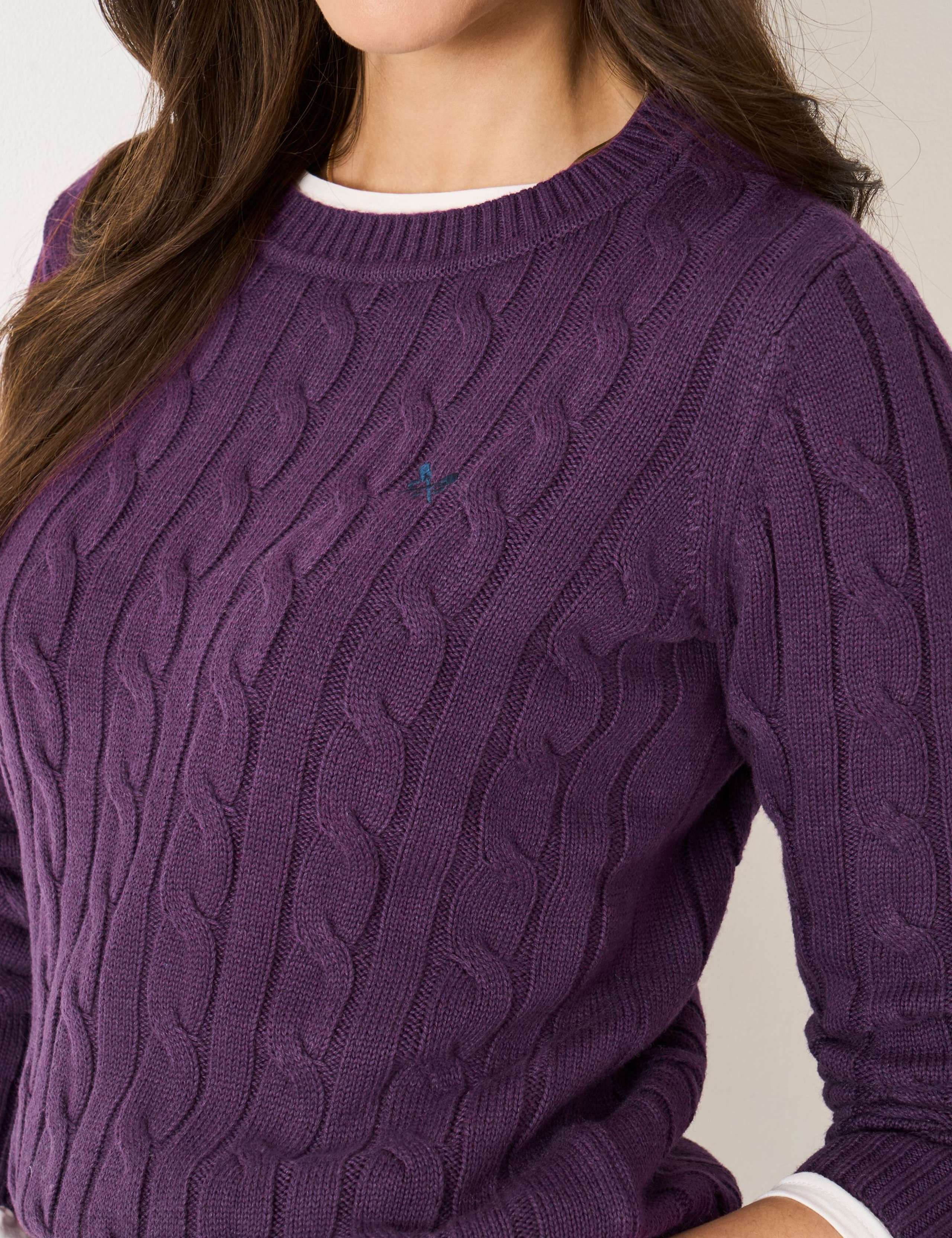 Cotton Rich Cable Knit Crew Neck Jumper 5 of 5