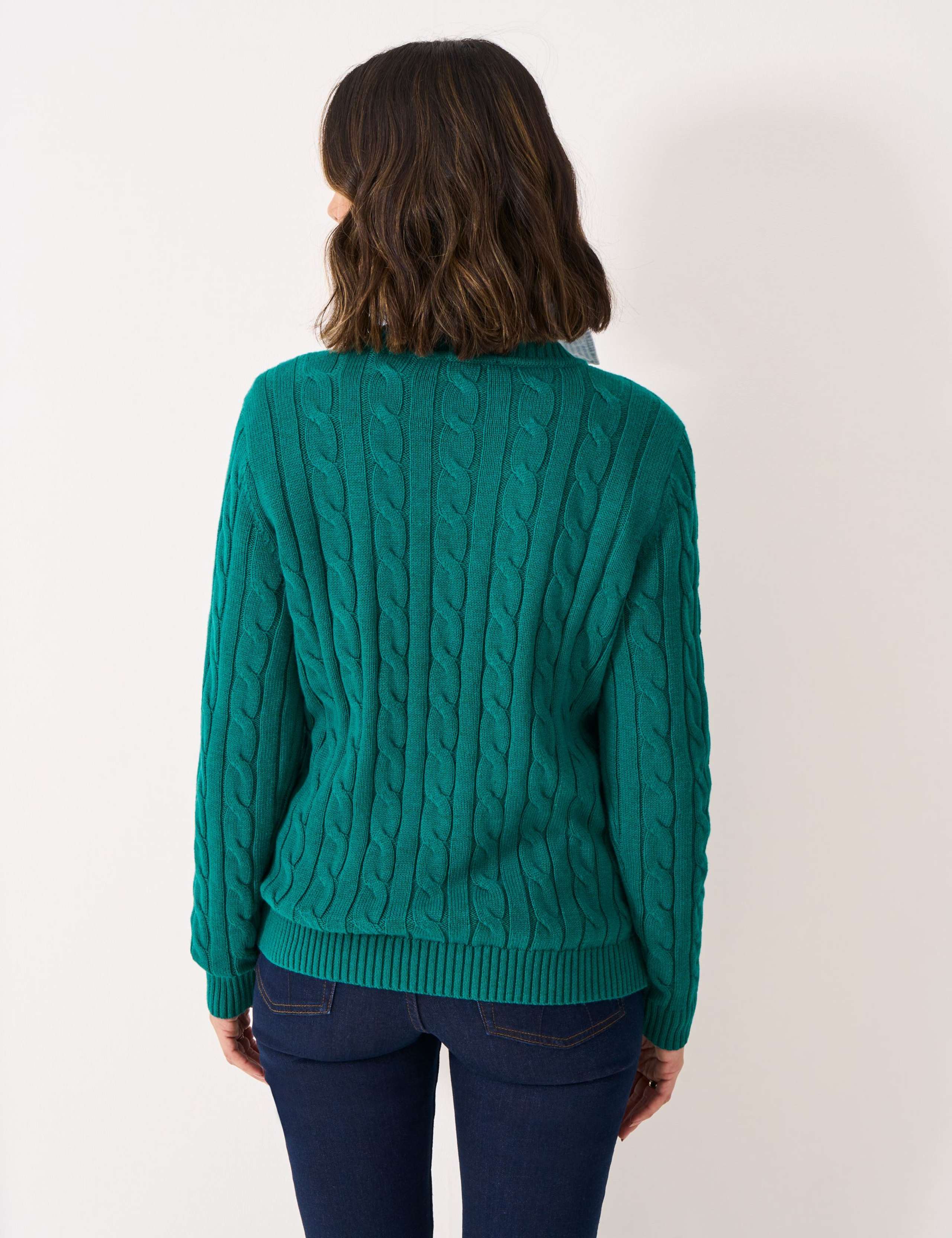 Cotton Rich Cable Knit Crew Neck Jumper 4 of 5