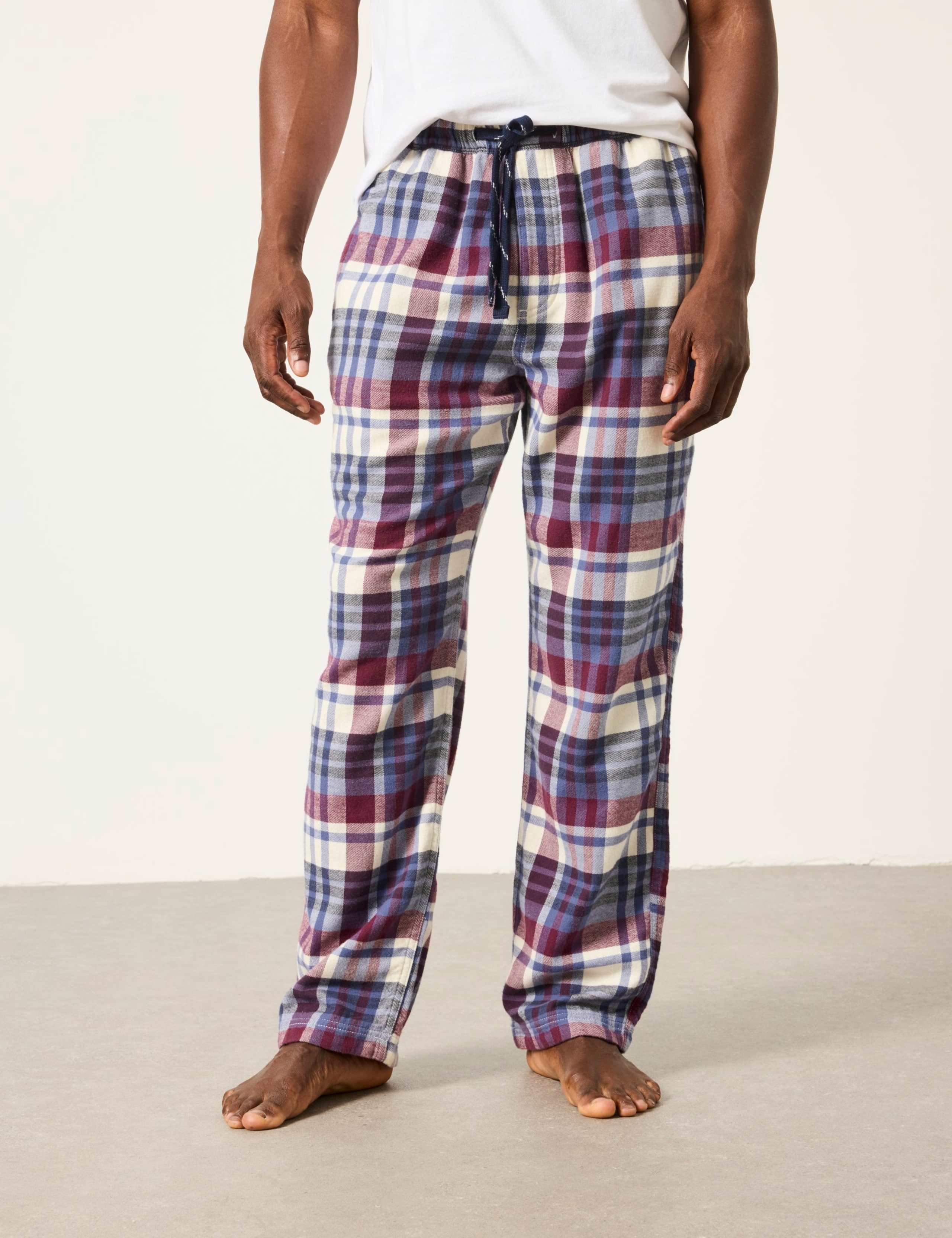 Pure Cotton Checked Pyjama Bottoms 1 of 7