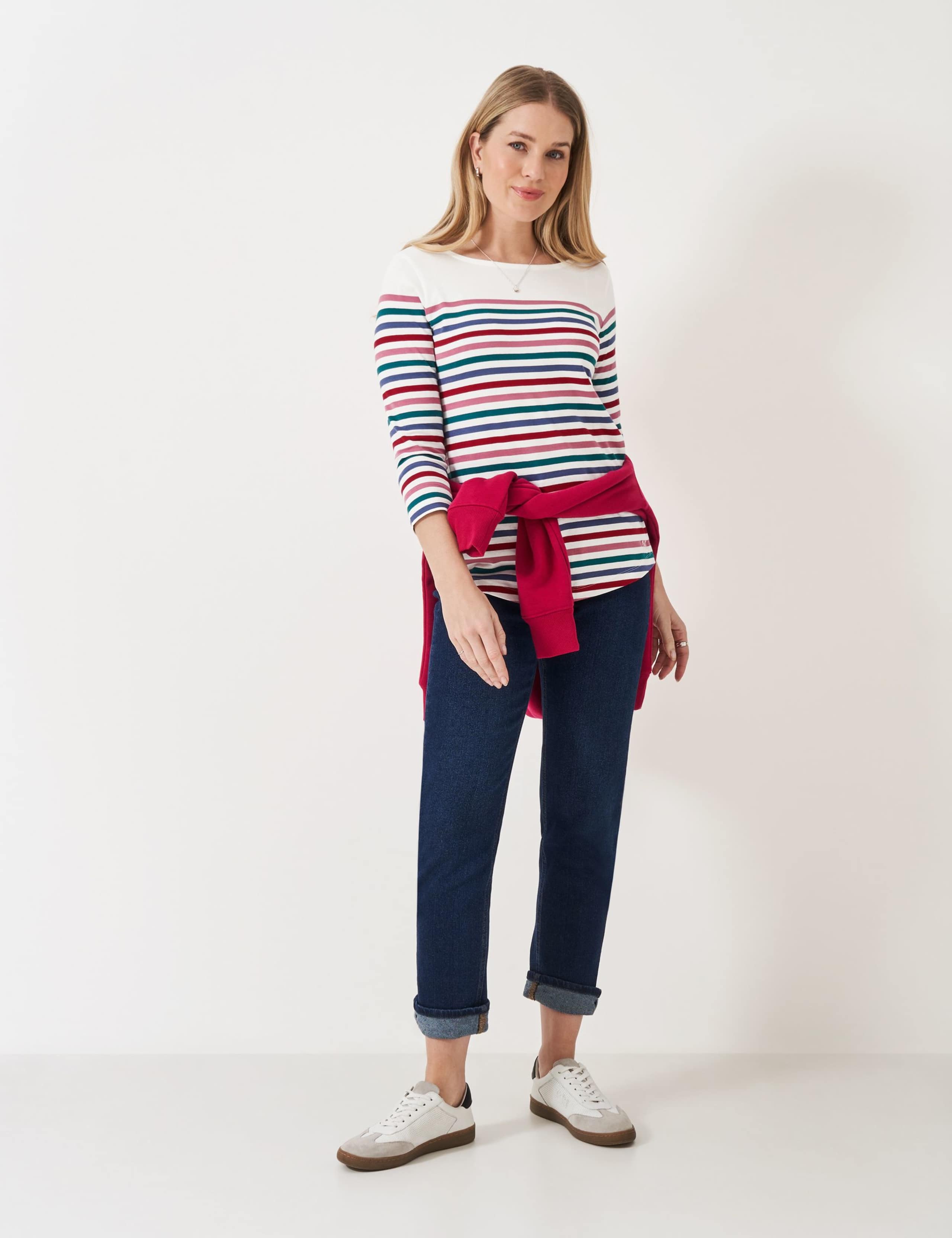 Pure Cotton Striped Slash Neck Top 3 of 5