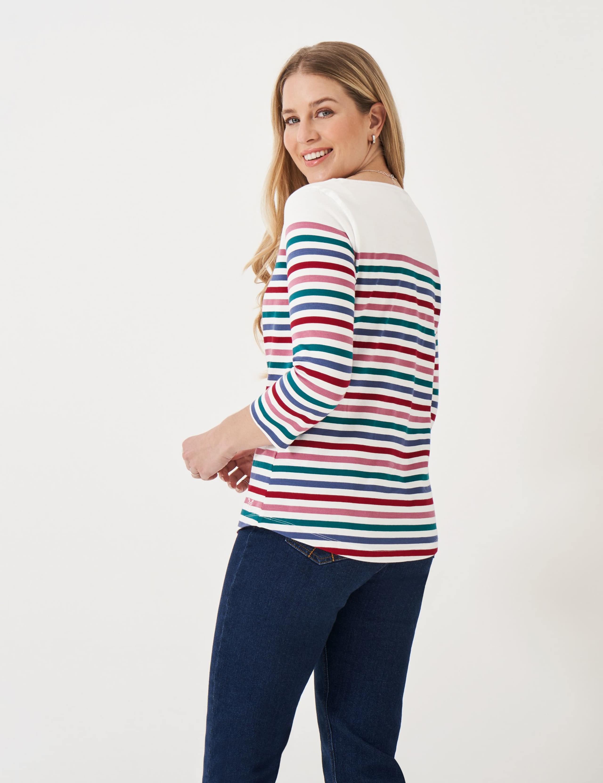 Pure Cotton Striped Slash Neck Top 4 of 5