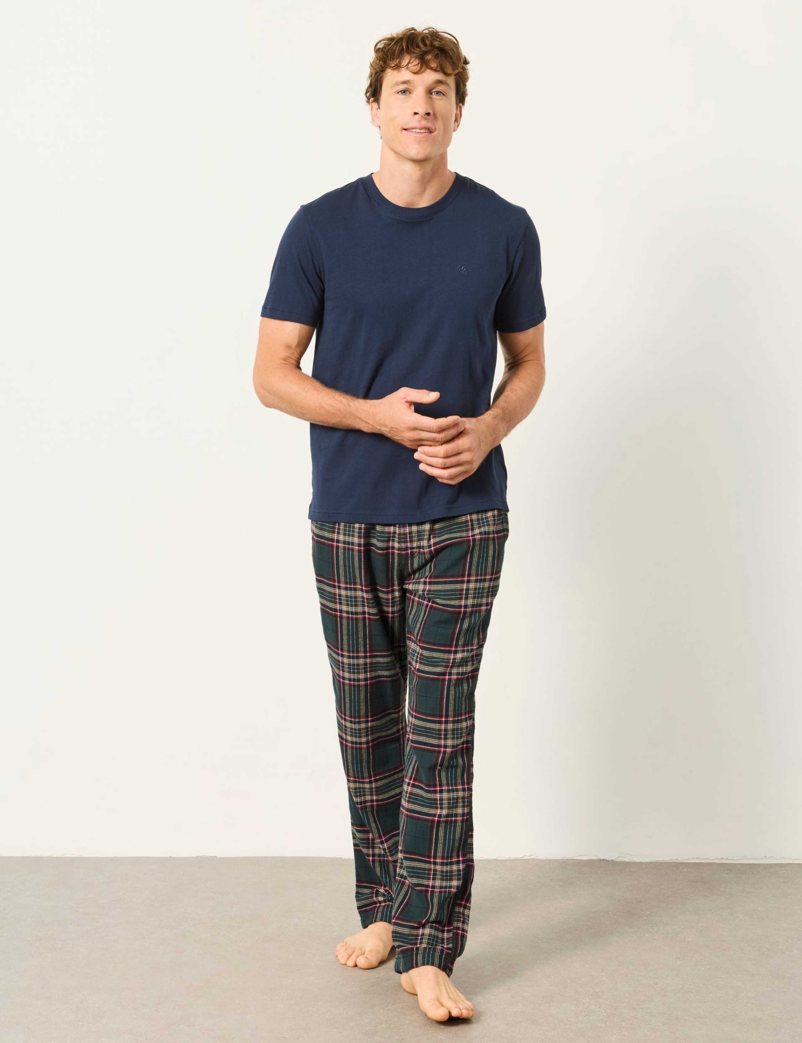 Pure Cotton Checked Pyjama Set 1 of 7