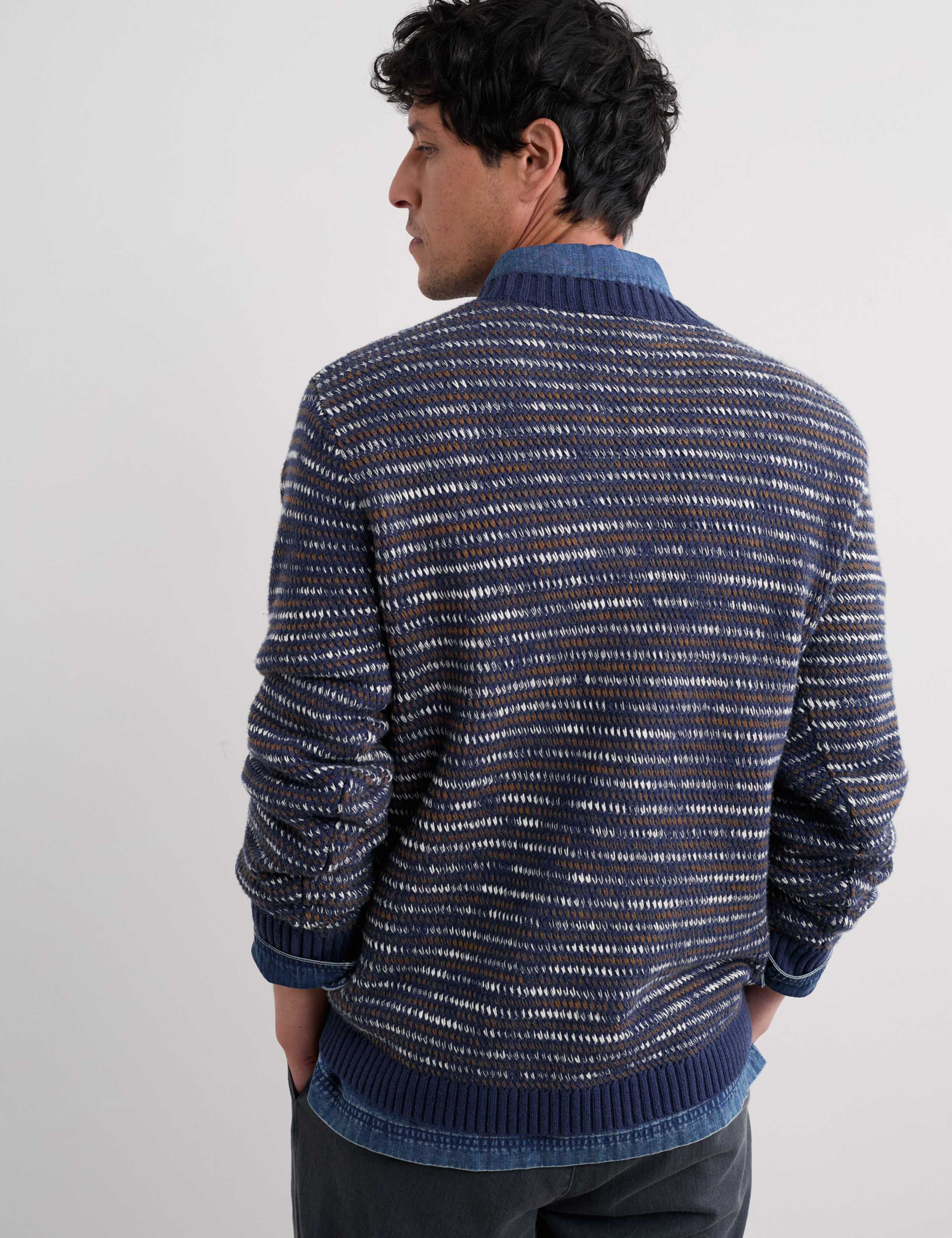 Pure Cotton Striped Textured Jumper 5 of 5