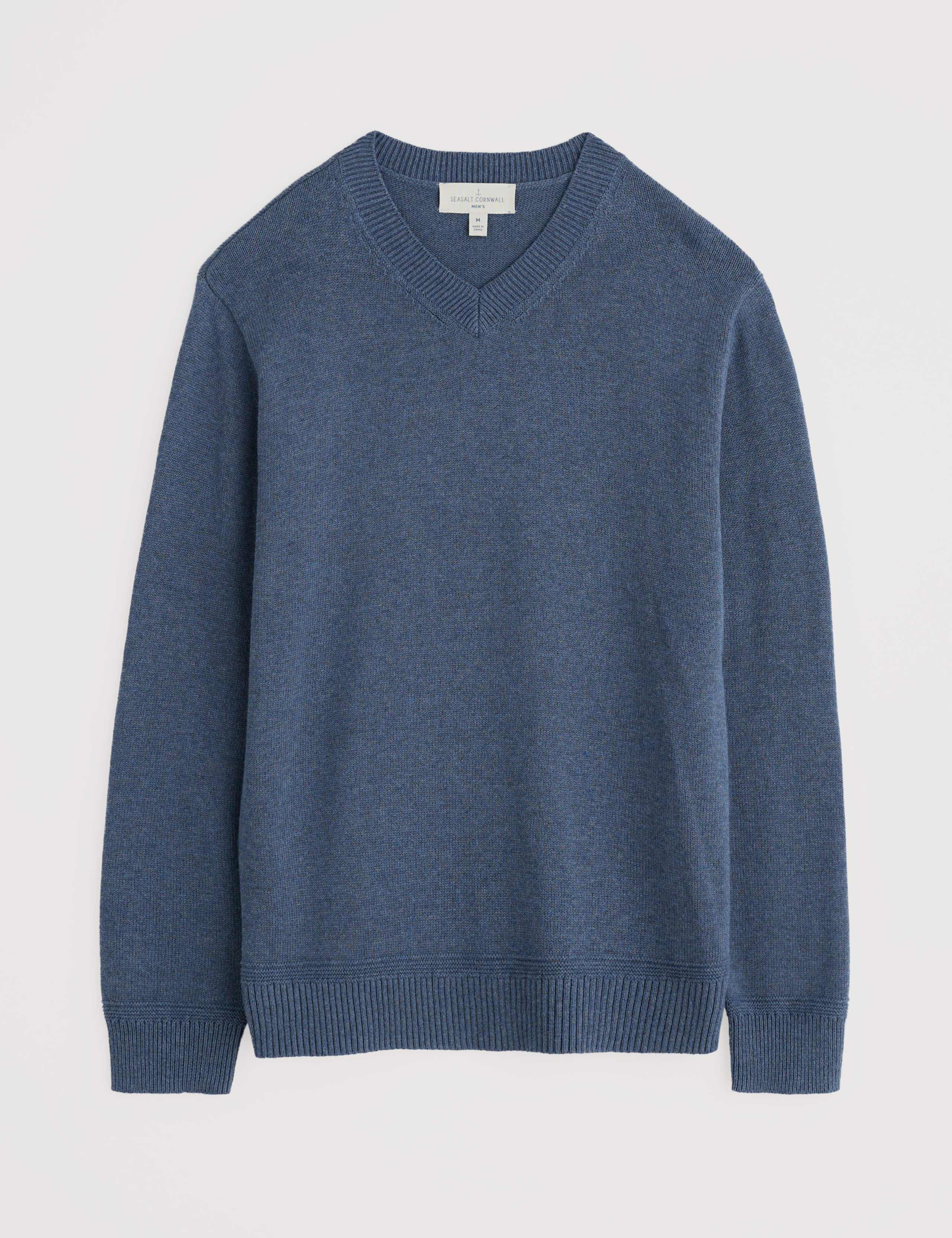 Pure Cotton Ribbed V-Neck Jumper 2 of 4