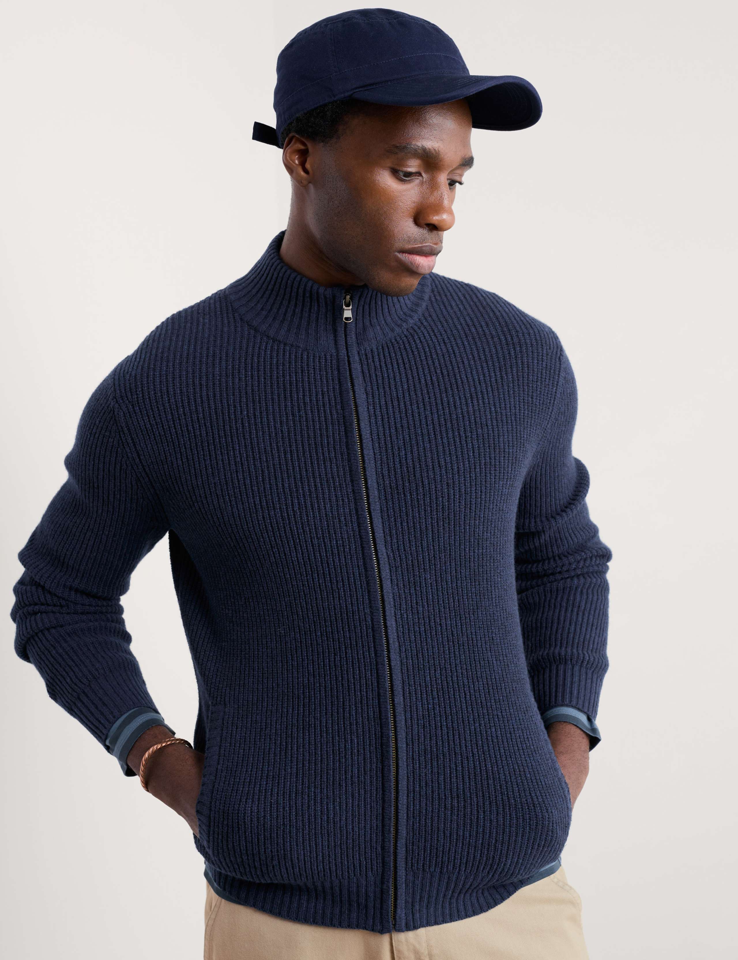 Lambswool Rich Zip Up Textured Cardigan 3 of 4
