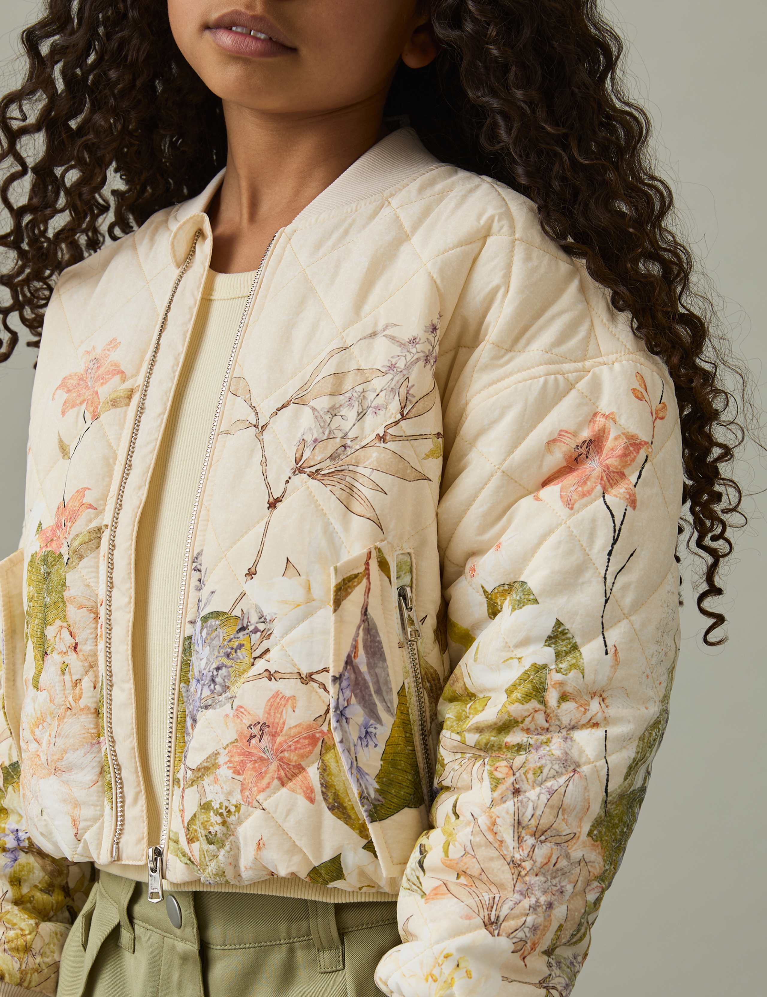 Floral Quilted Bomber Jacket (4-14 Yrs) 3 of 4