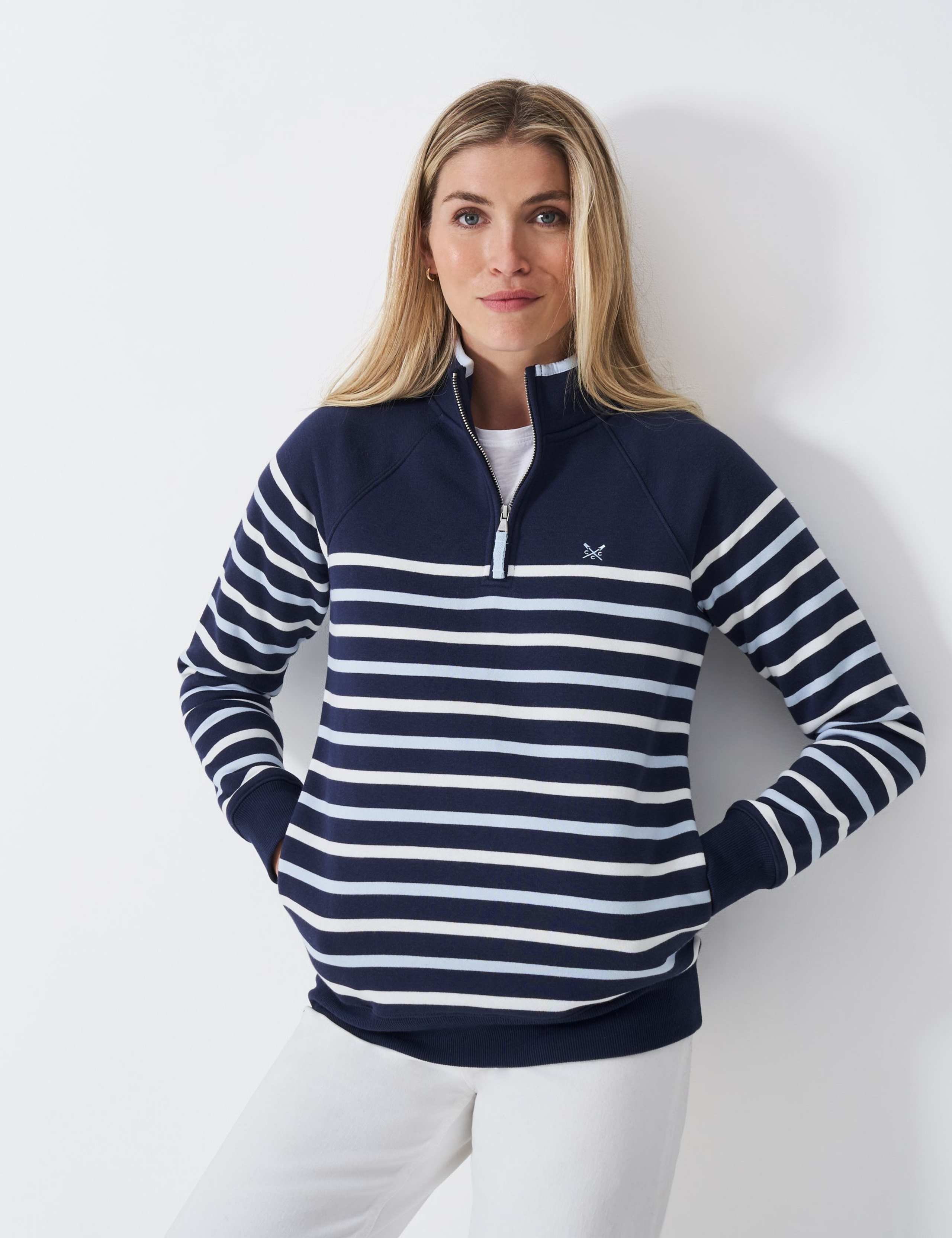 Cotton Rich Striped Half Zip Sweatshirt 3 of 5