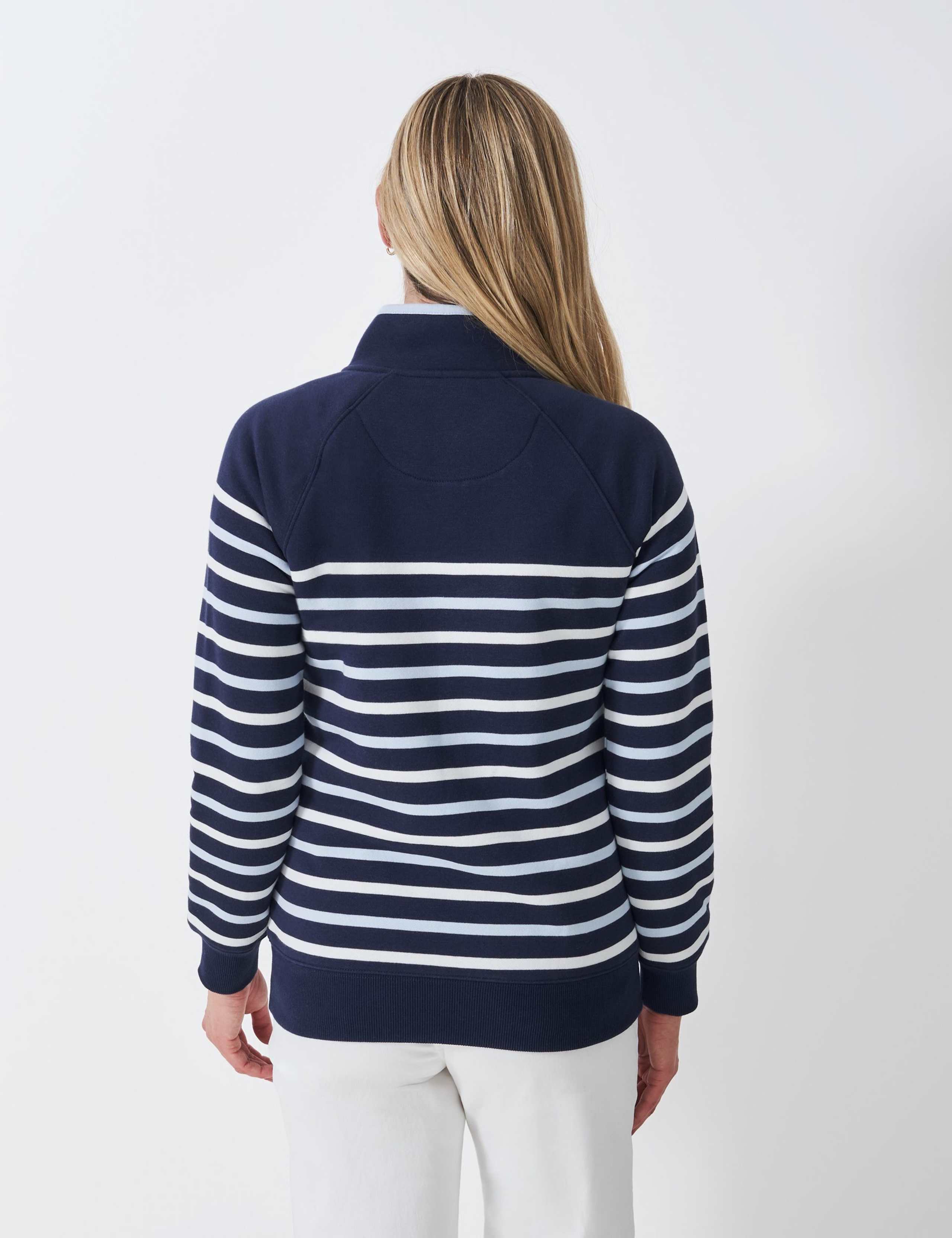 Cotton Rich Striped Half Zip Sweatshirt 4 of 5