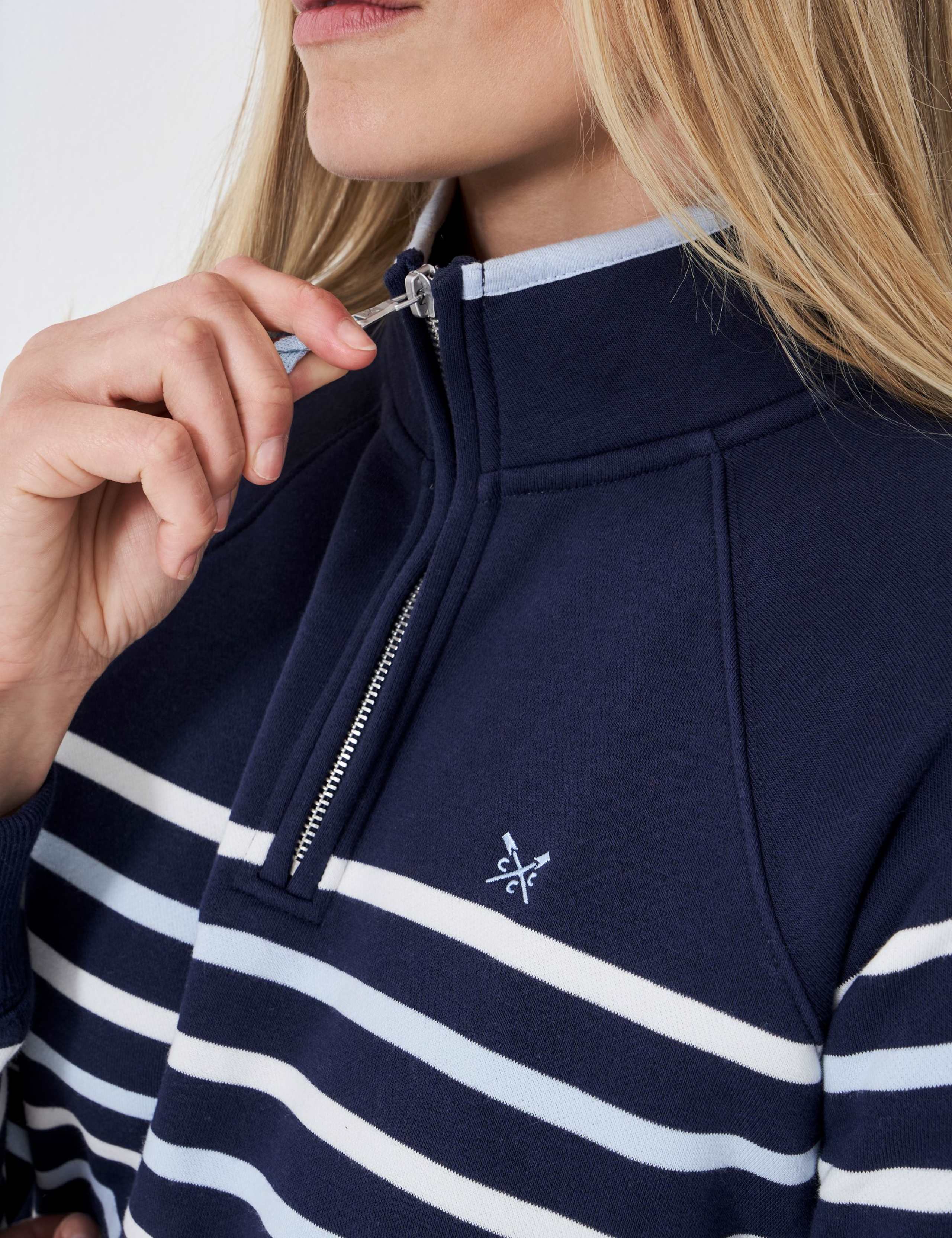Cotton Rich Striped Half Zip Sweatshirt 5 of 5