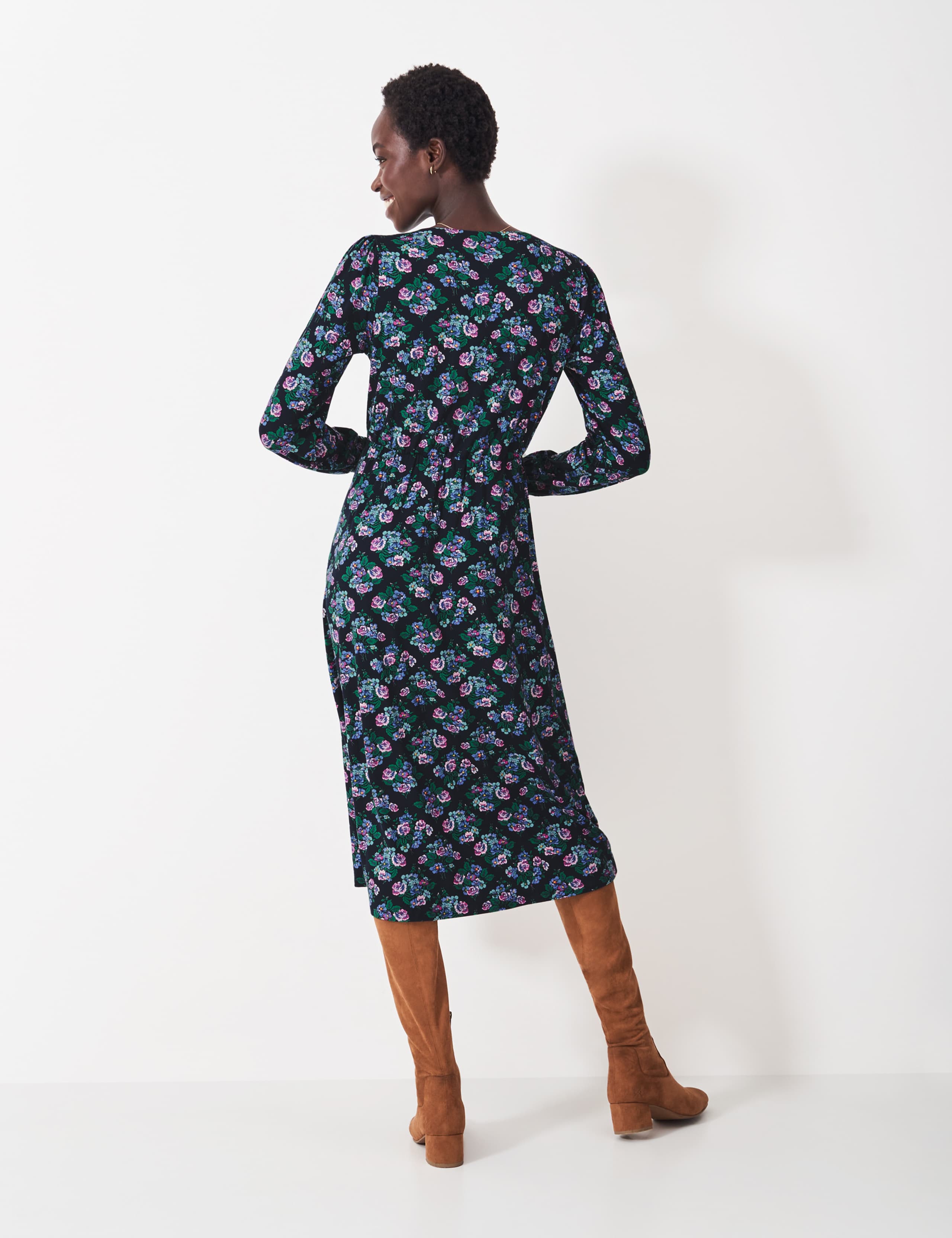 Jersey Floral V-Neck Midi Tea Dress 5 of 5