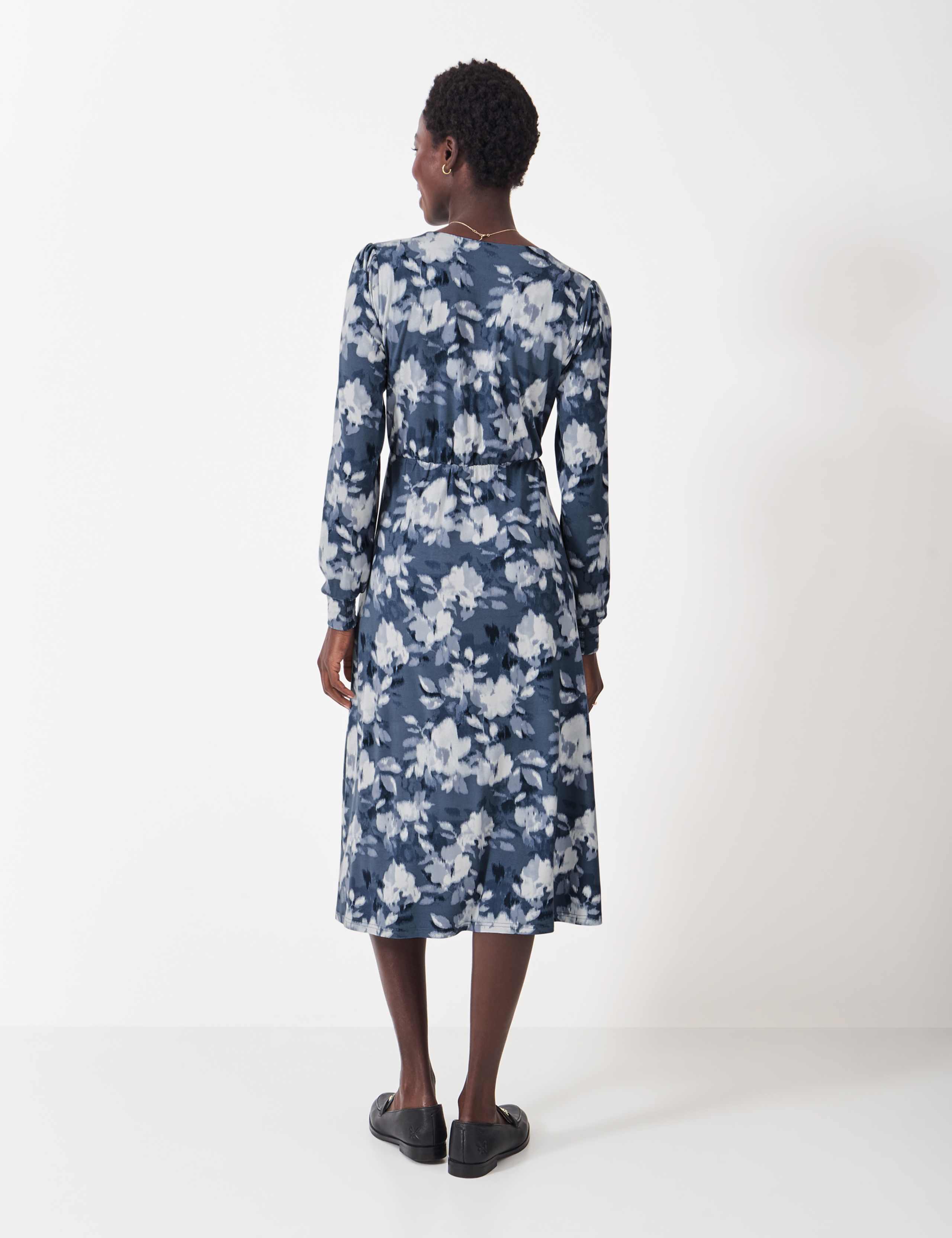 Jersey Floral V-Neck Midi Tea Dress 4 of 5