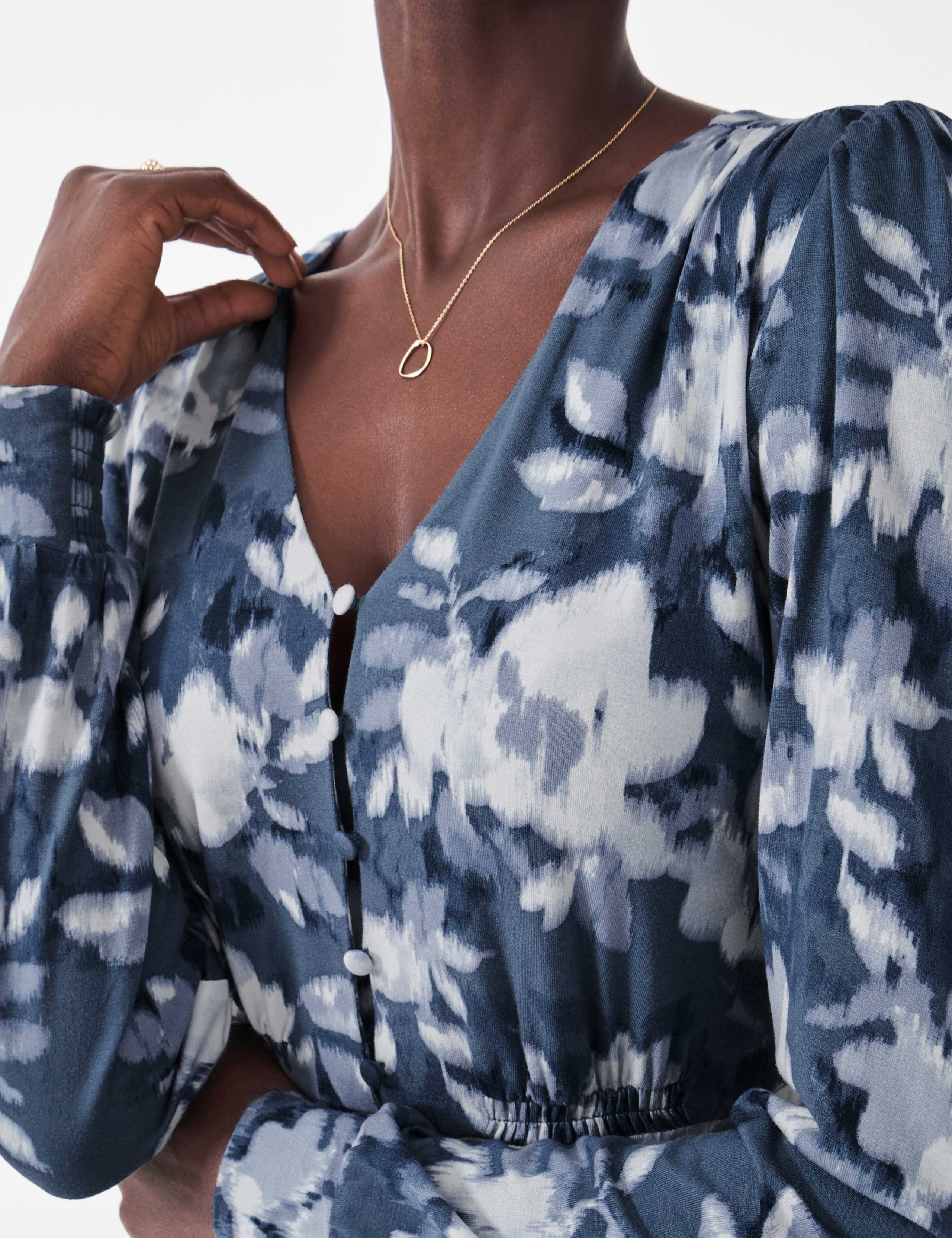Jersey Floral V-Neck Midi Tea Dress 5 of 5