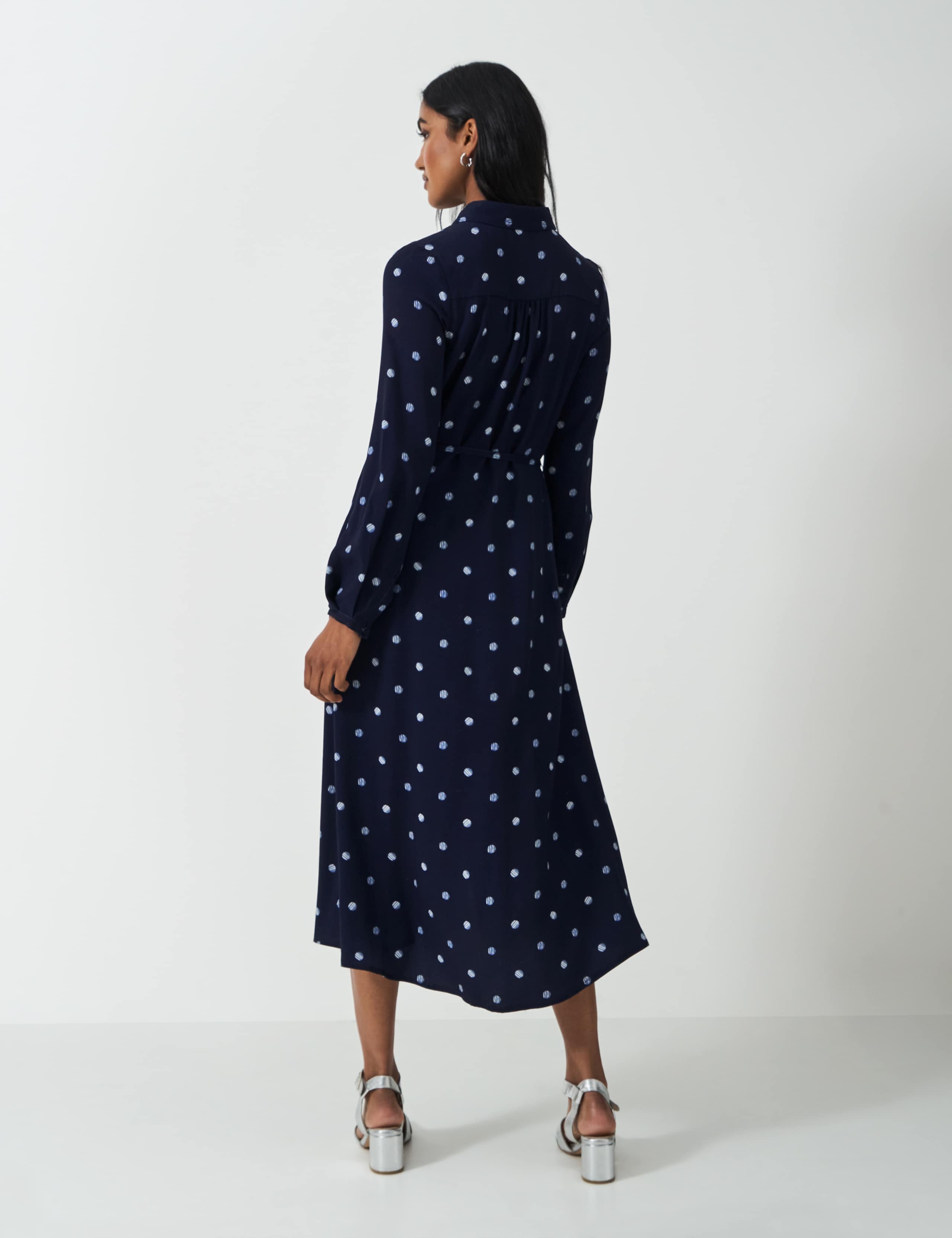 Polka Dot Belted Midi Shirt Dress 4 of 5