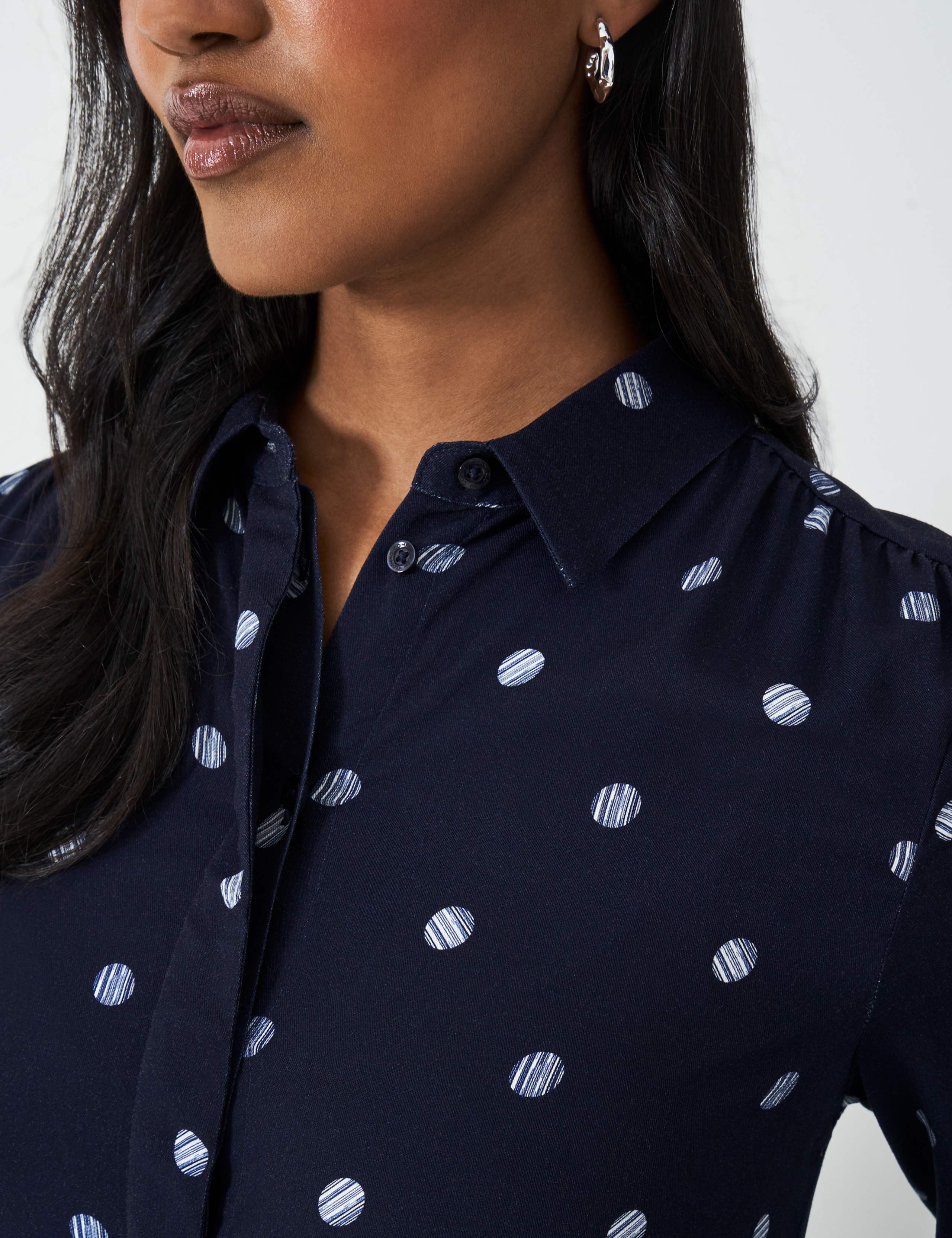 Polka Dot Belted Midi Shirt Dress 5 of 5