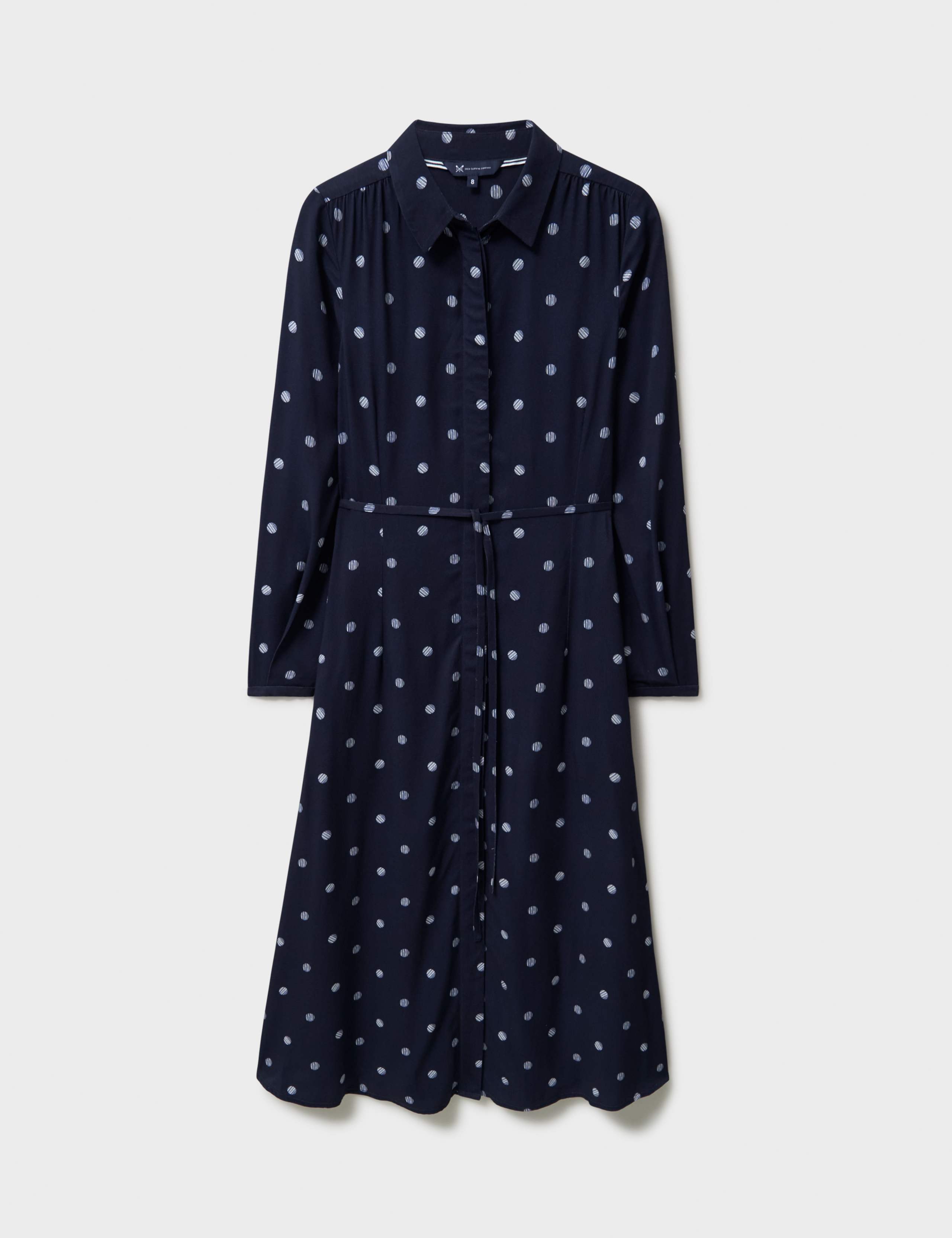 Polka Dot Belted Midi Shirt Dress 2 of 5