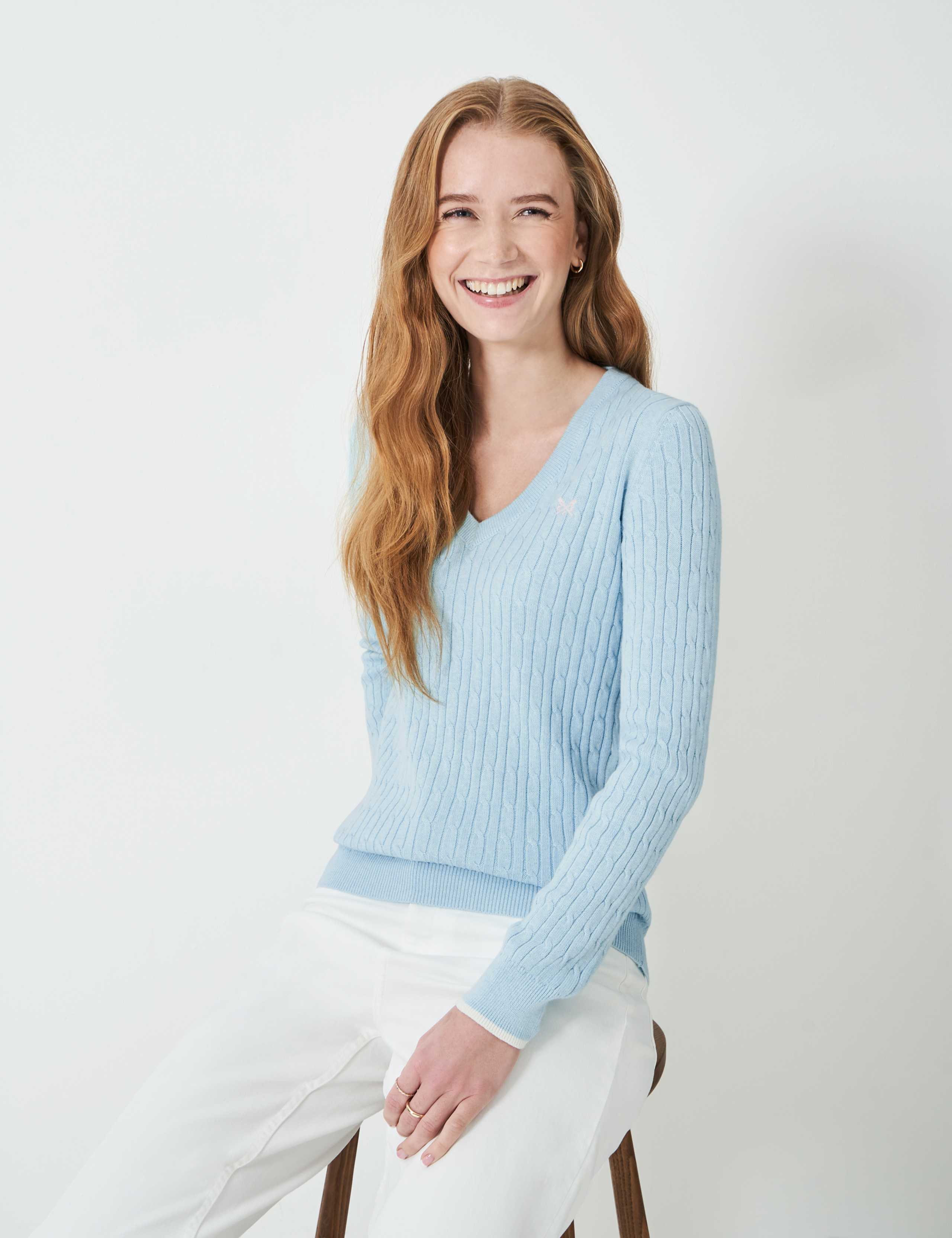 Cotton Rich Cable Knit Jumper with Cashmere 1 of 5