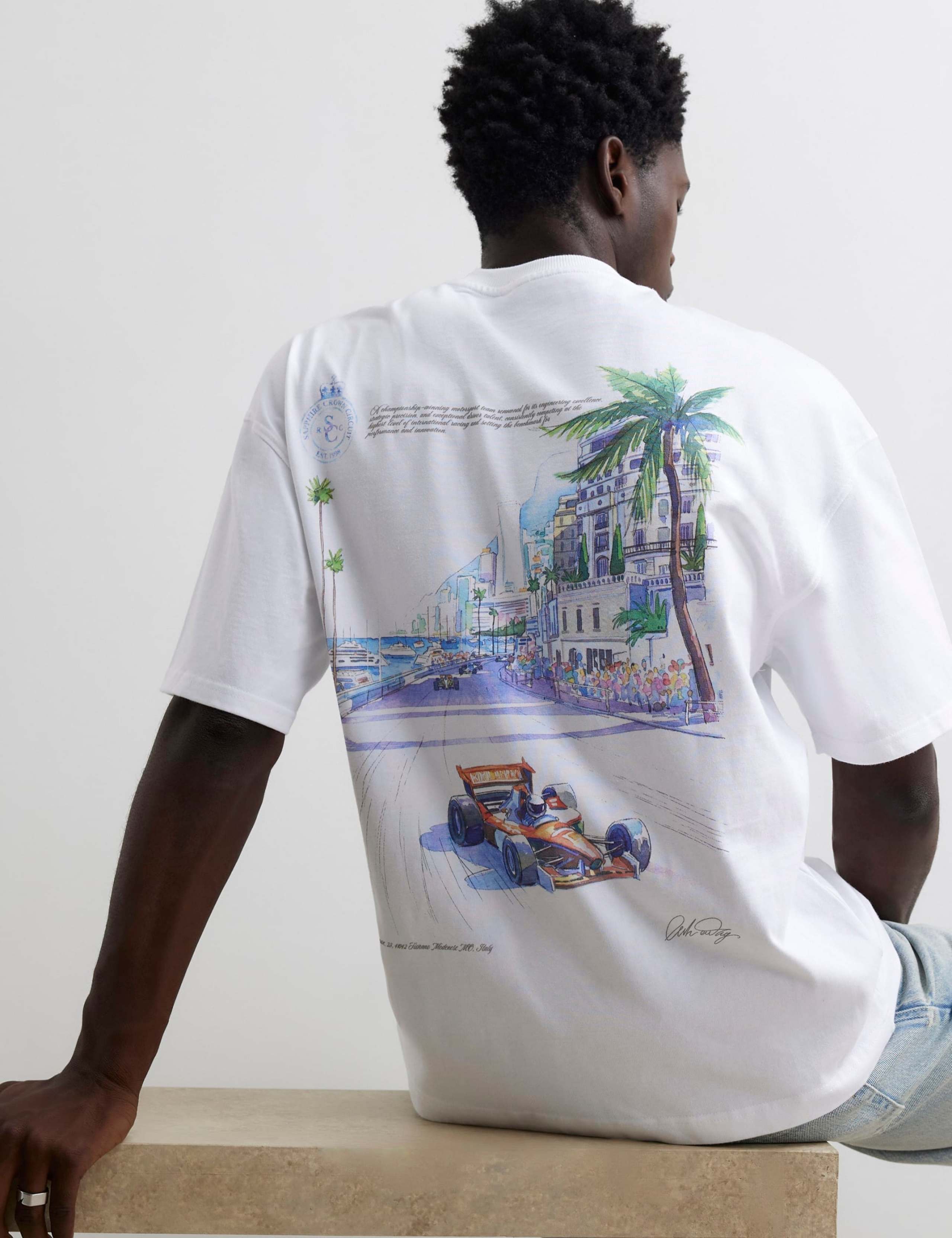 Oversized Pure Cotton Print Short Sleeve T-Shirt 3 of 4