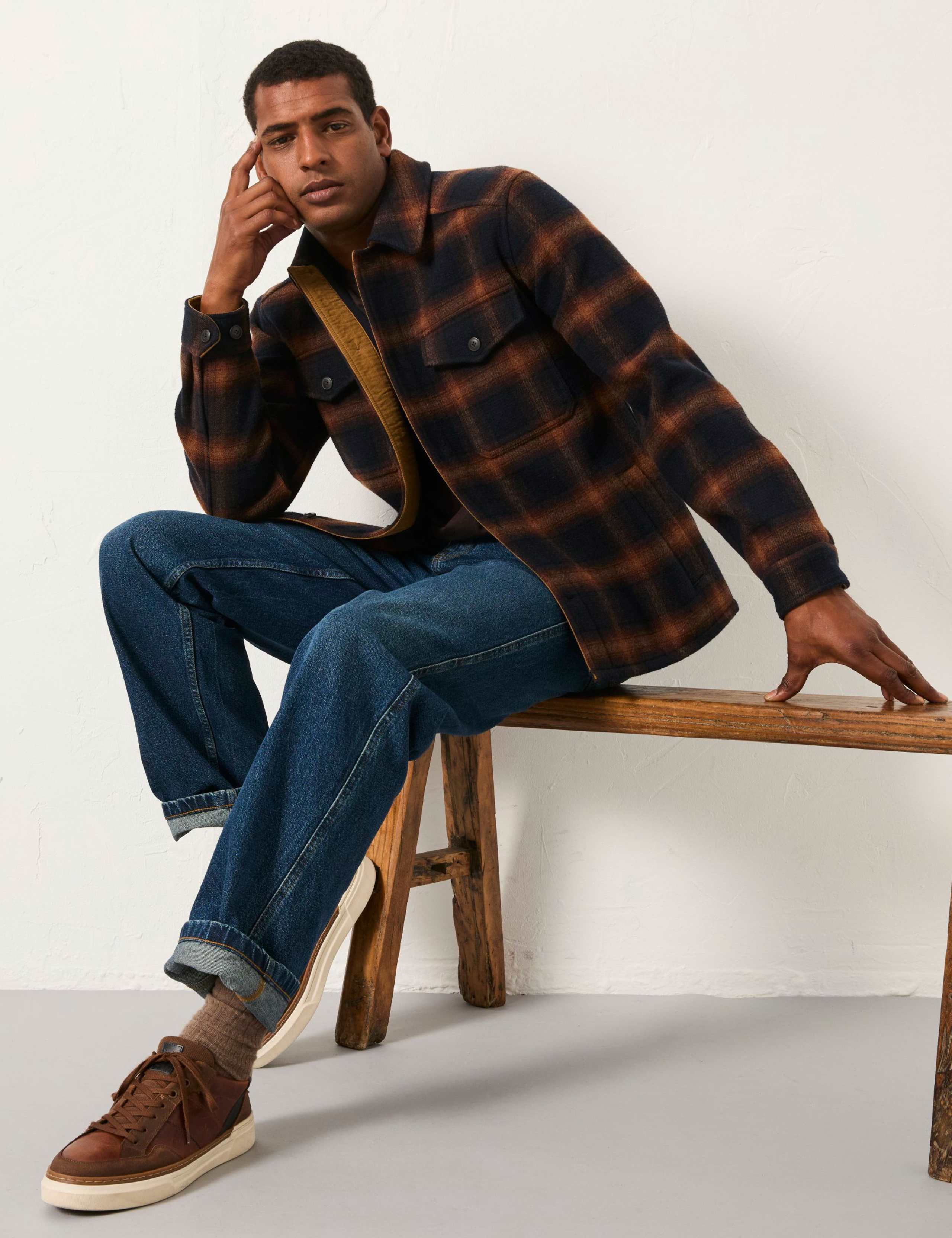 Regular Fit Wool Rich Checked Overshirt 3 of 6