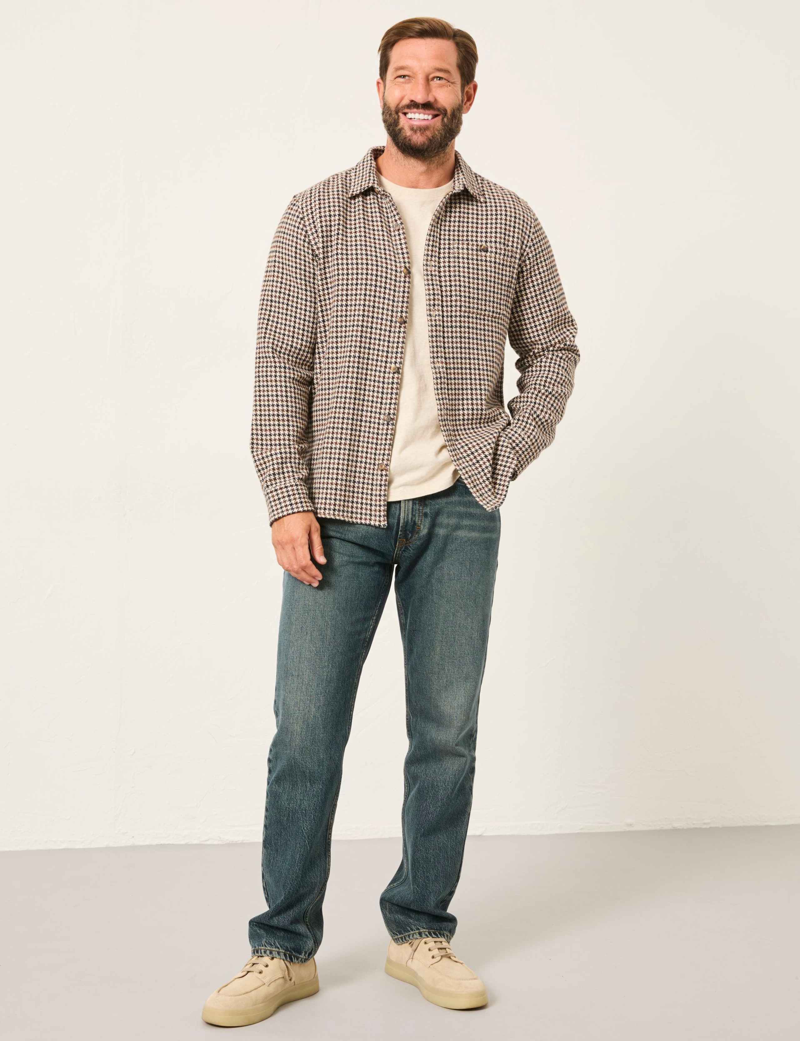 Regular Fit Pure Cotton Houndstooth Shirt 1 of 6