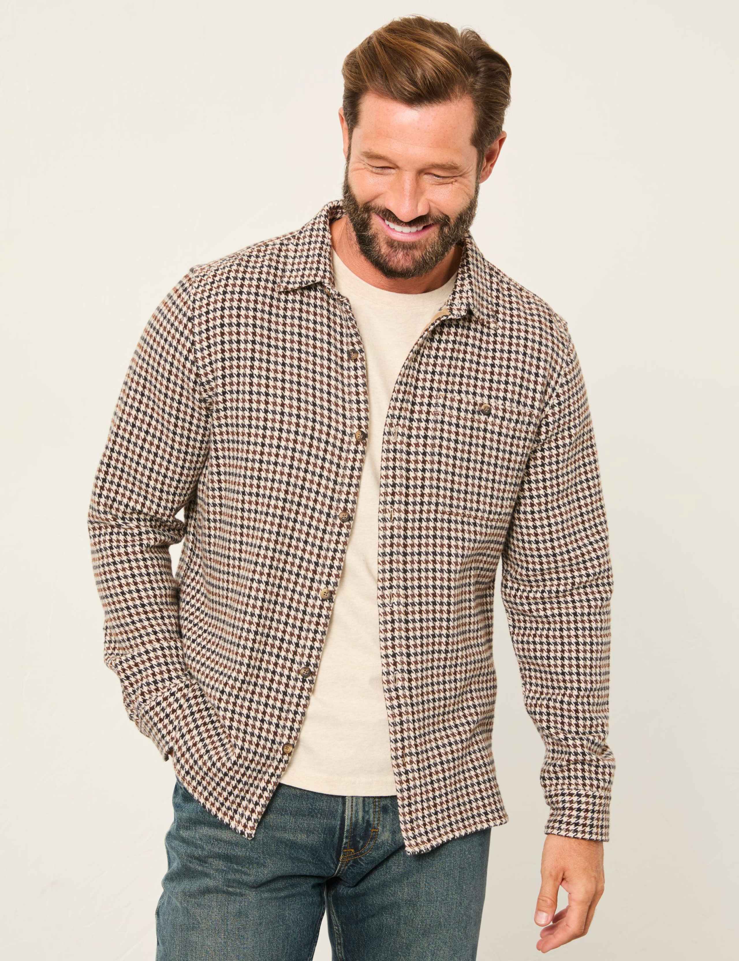 Regular Fit Pure Cotton Houndstooth Shirt 3 of 6