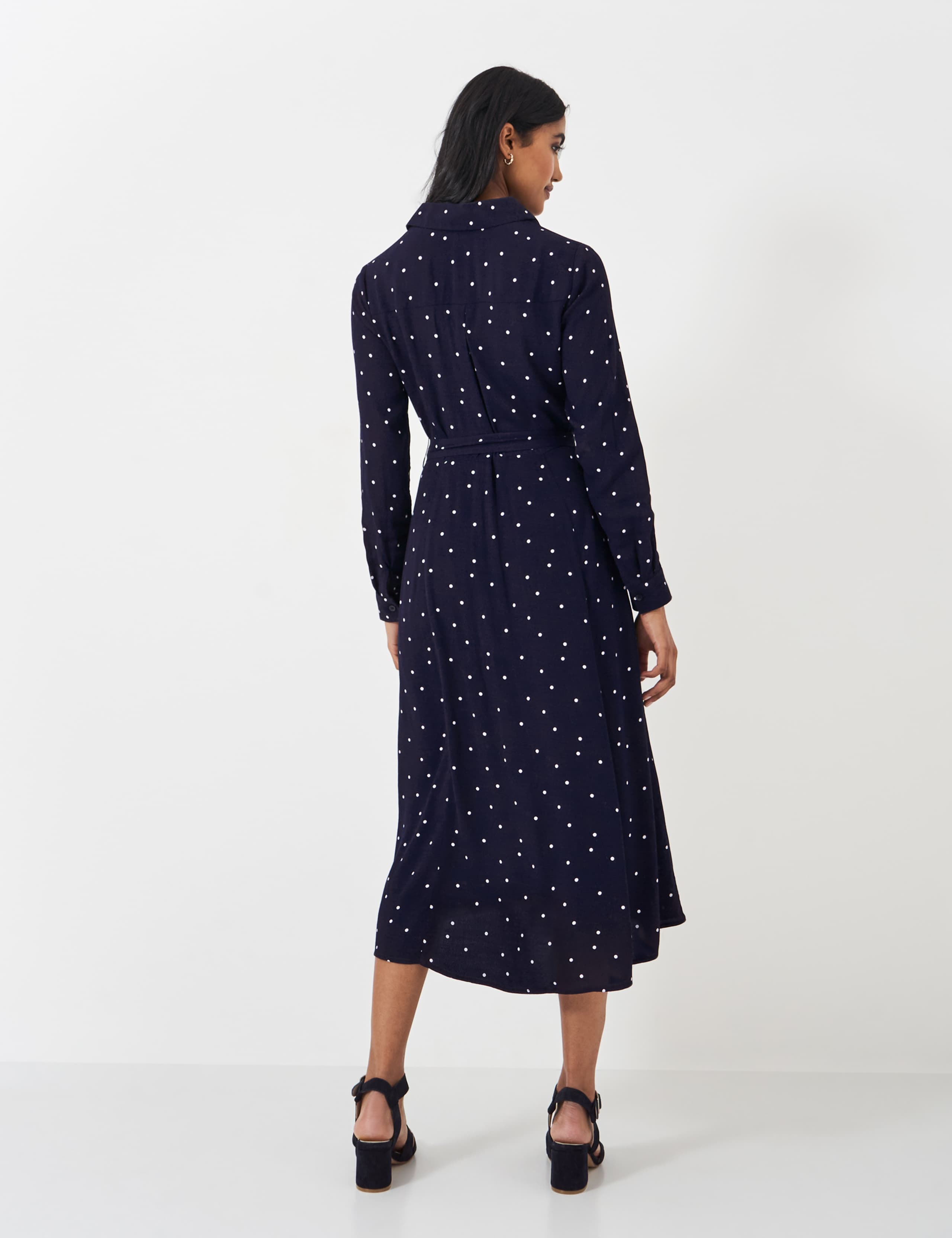 Polka Dot Tie Waist Midi Shirt Dress 4 of 5