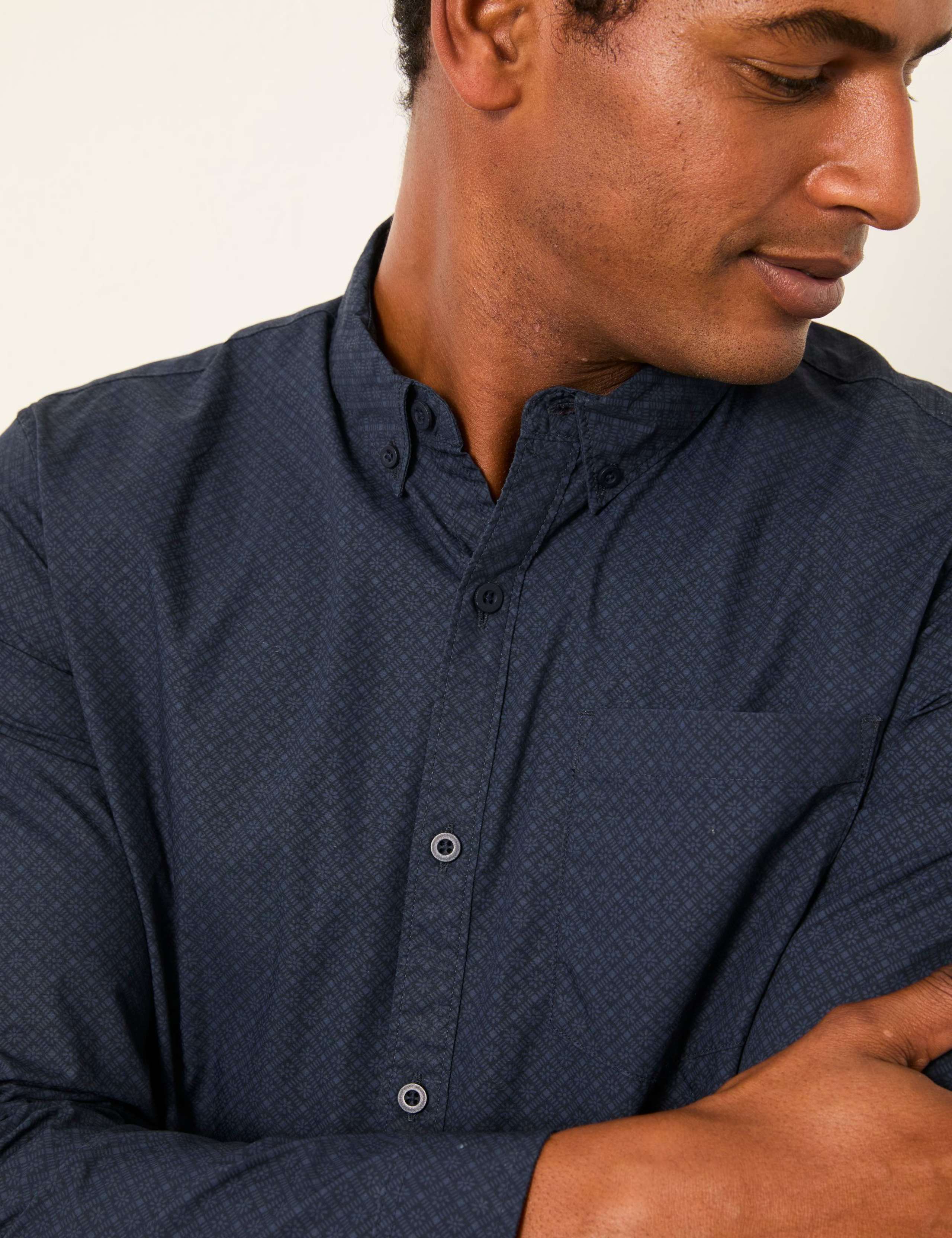 Regular Fit Pure Cotton Geometric Oxford Shirt 3 of 5