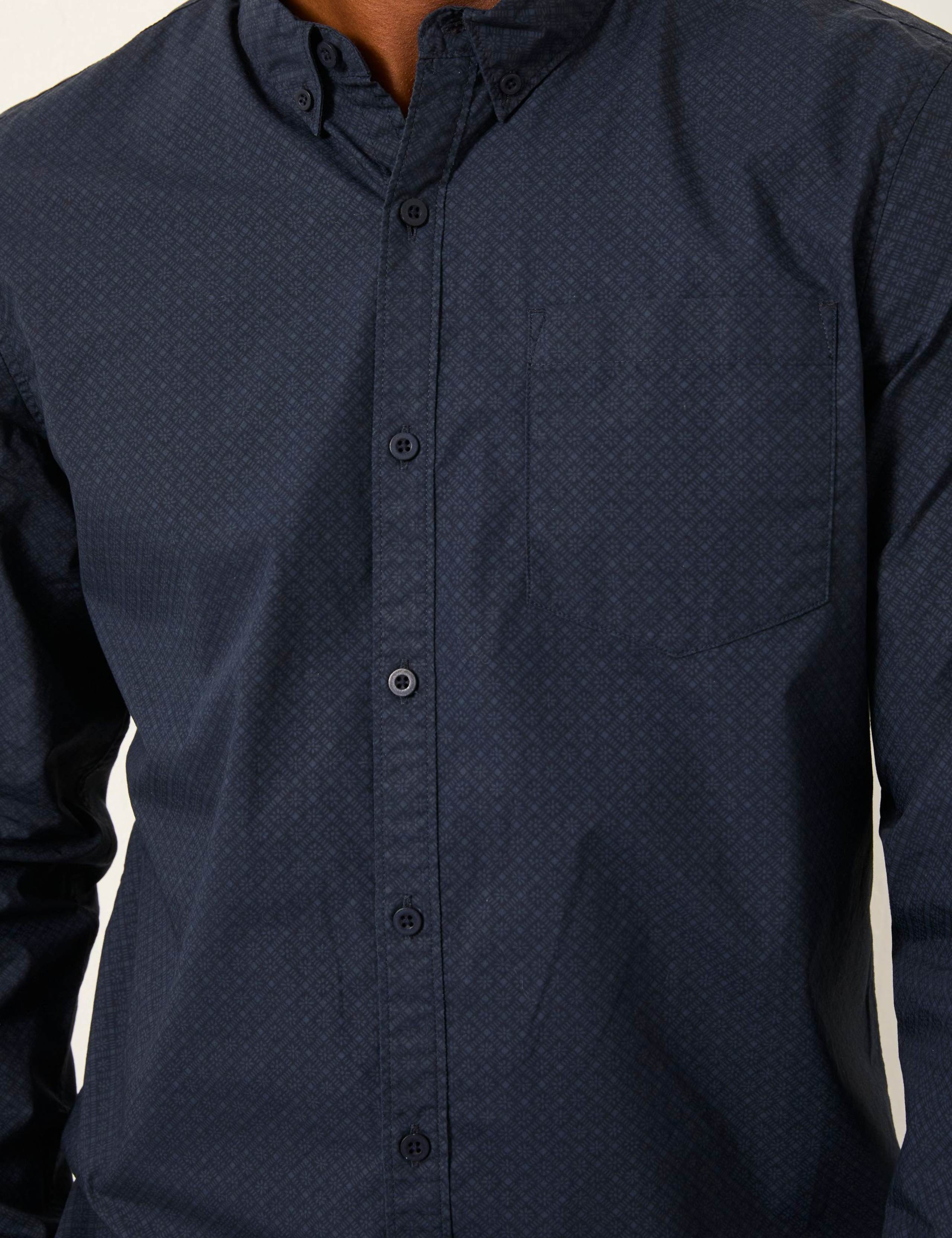 Regular Fit Pure Cotton Geometric Oxford Shirt 5 of 5