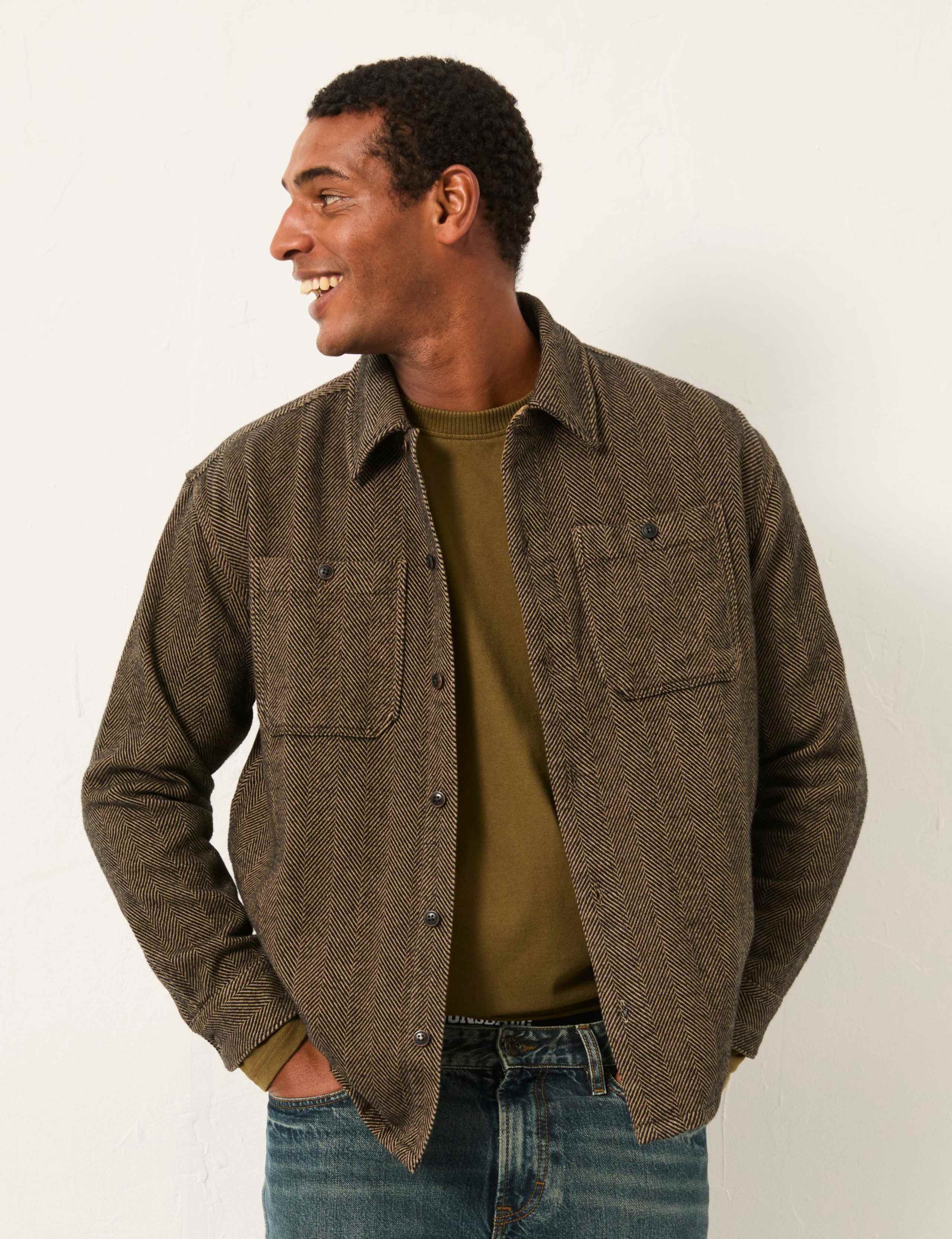 Regular Fit Pure Cotton Herringbone Overshirt 6 of 6