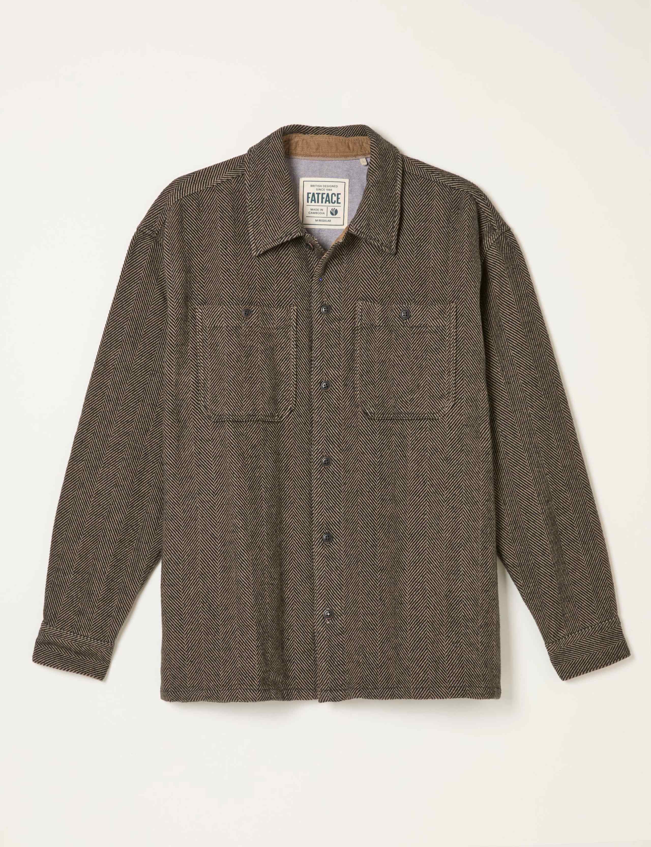 Regular Fit Pure Cotton Herringbone Overshirt 2 of 6