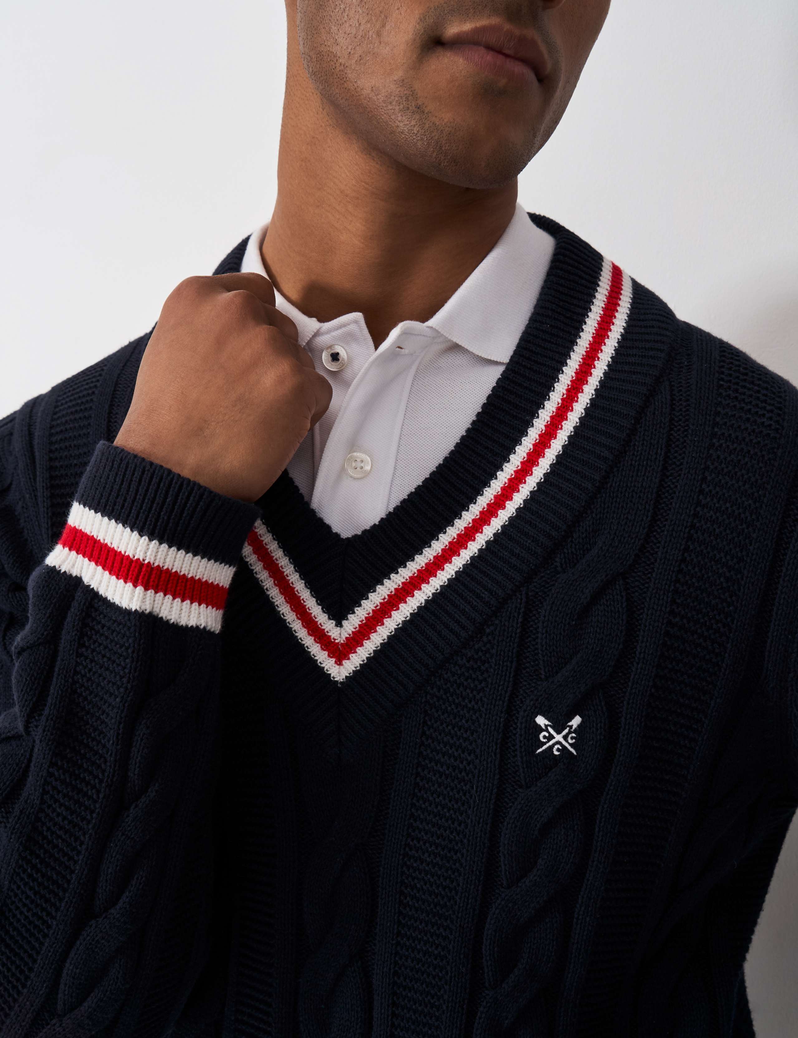 Pure Cotton Cable V-Neck Jumper 5 of 5